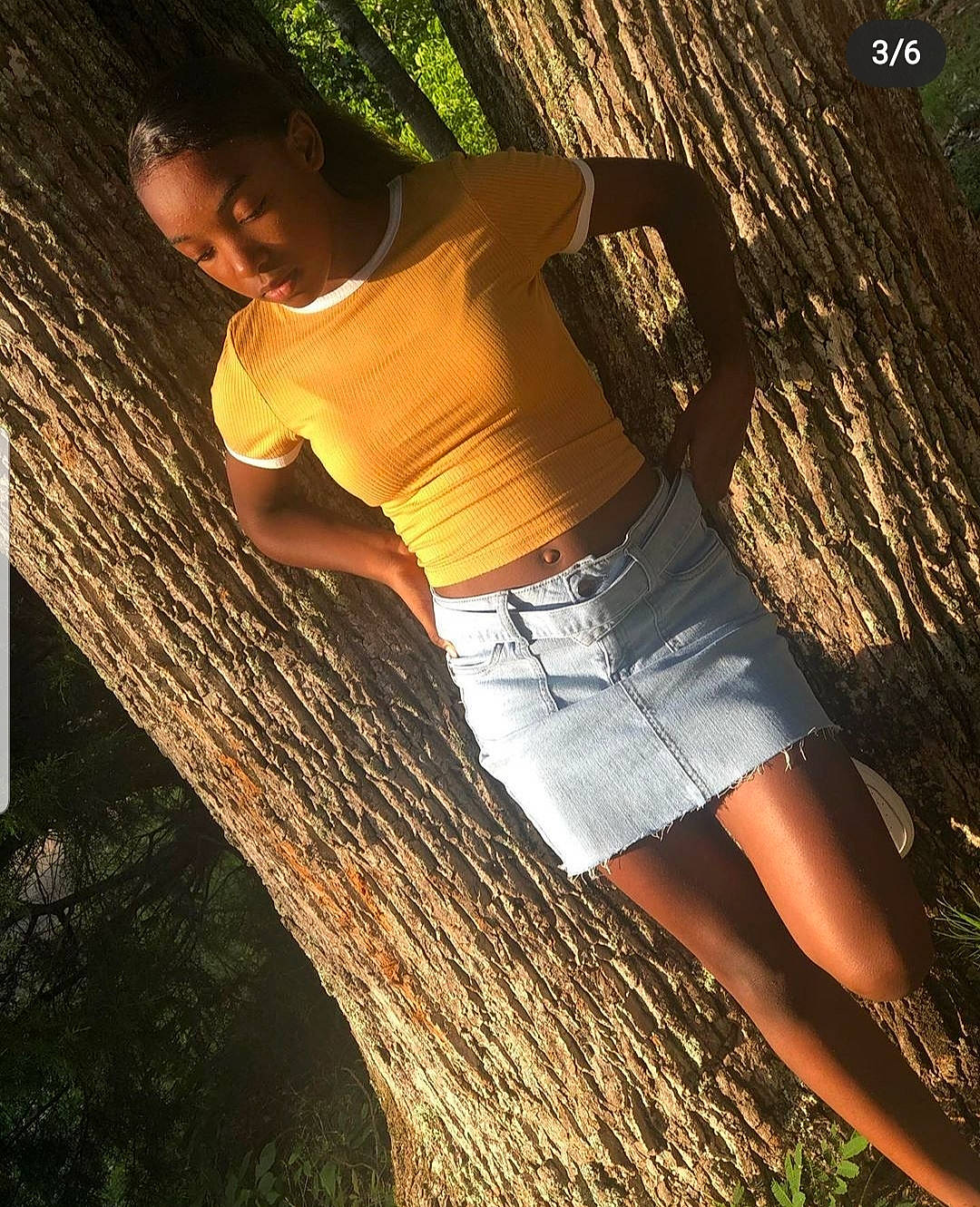 Destiny joined the competition — help win amazing prizes! beauty, black_hair, human_leg, leg, long_hair, people_in_nature, person, photo_shoot, photography, thigh, tree, trunk