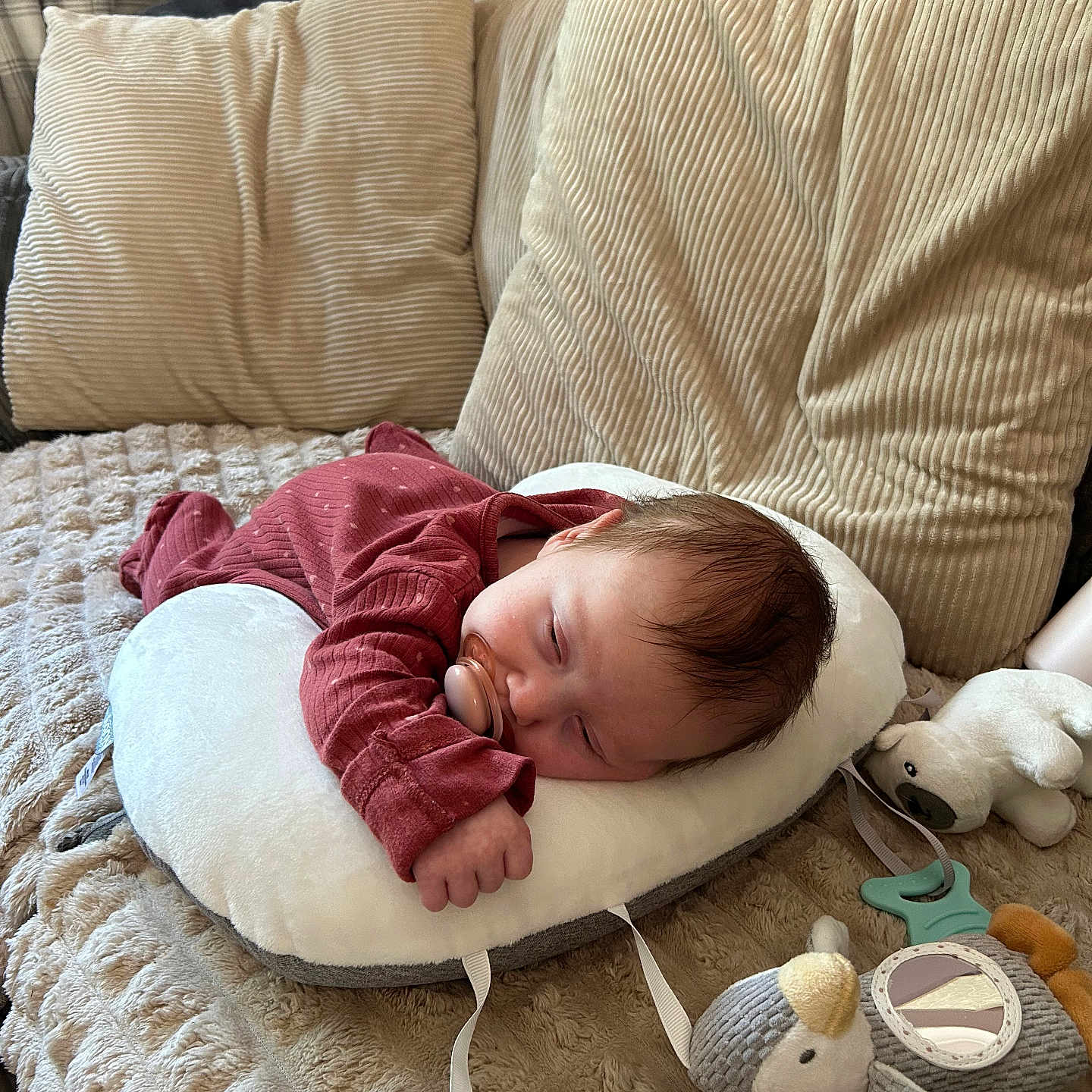 Amelia joined the competition — help win amazing prizes! baby, blanket, child, comfort, couch, cozy, cute, home, indoors, infant, pacifier, peaceful, pillow, plush_toy, relaxation, rest, sleeping, soft_texture, soft_toy, toddler