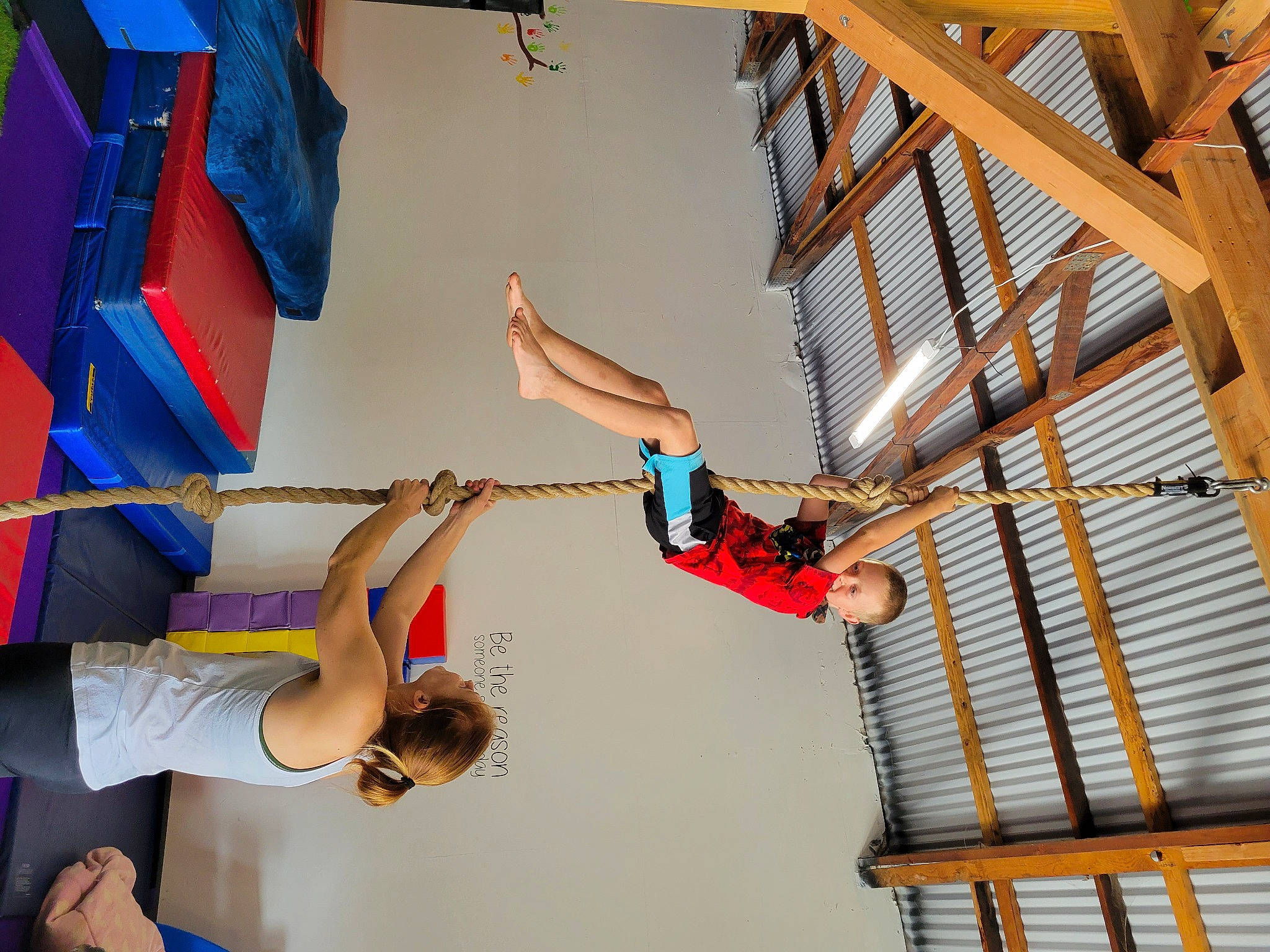 Corbyn joined the competition — help win amazing prizes! adventure, arm, balance, beam, blue, ceiling, elbow, electric_blue, event, fun, knee, leisure, orange, person, recreation, red, room, textile, thigh, walking_shoe