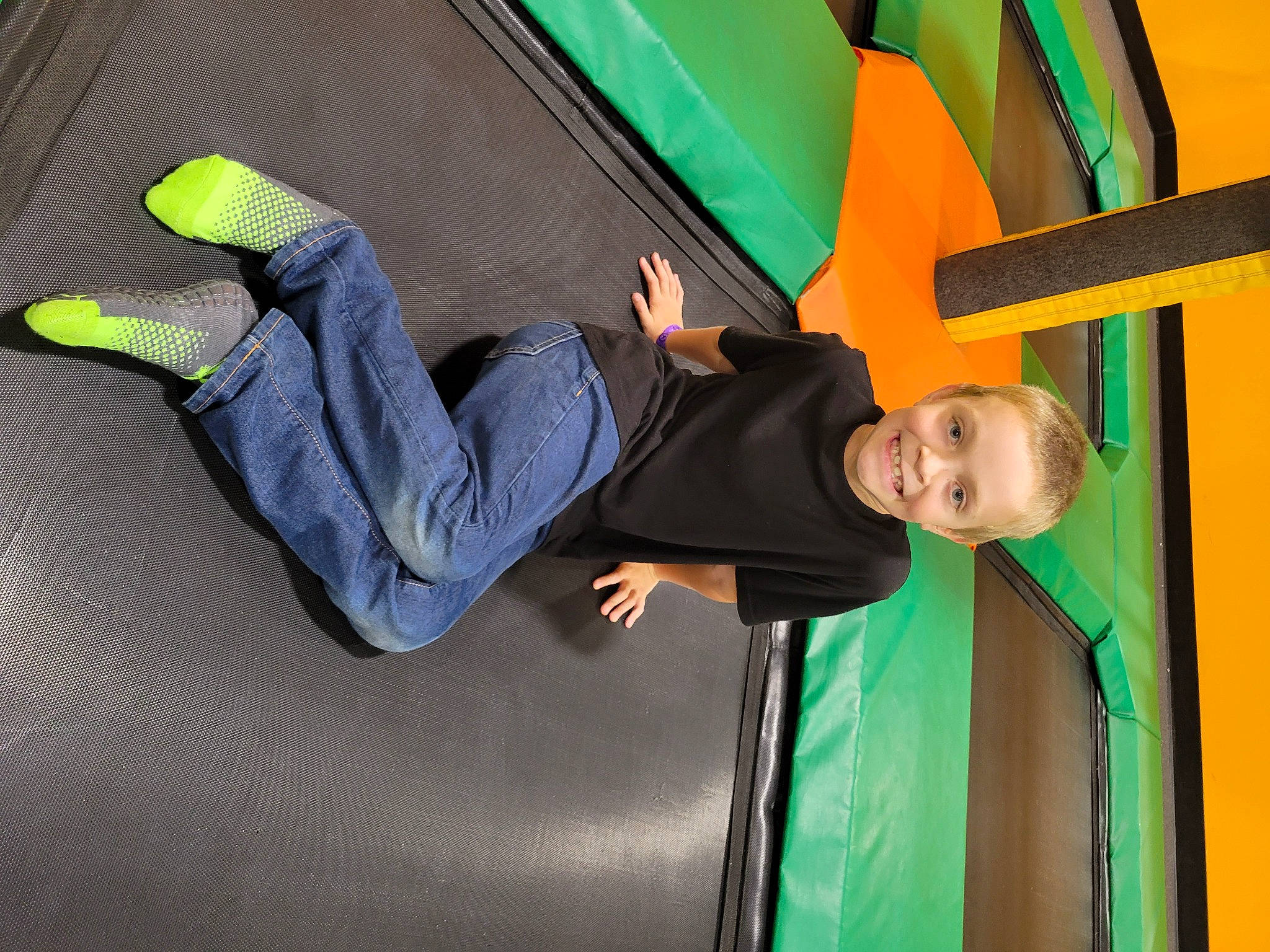 Corbyn joined the competition — help win amazing prizes! balance, child, comfort, denim, flooring, fun, green, happy, human_leg, joy, knee, leisure, person, recreation, room, sitting, smile, sportswear, t_shirt, table