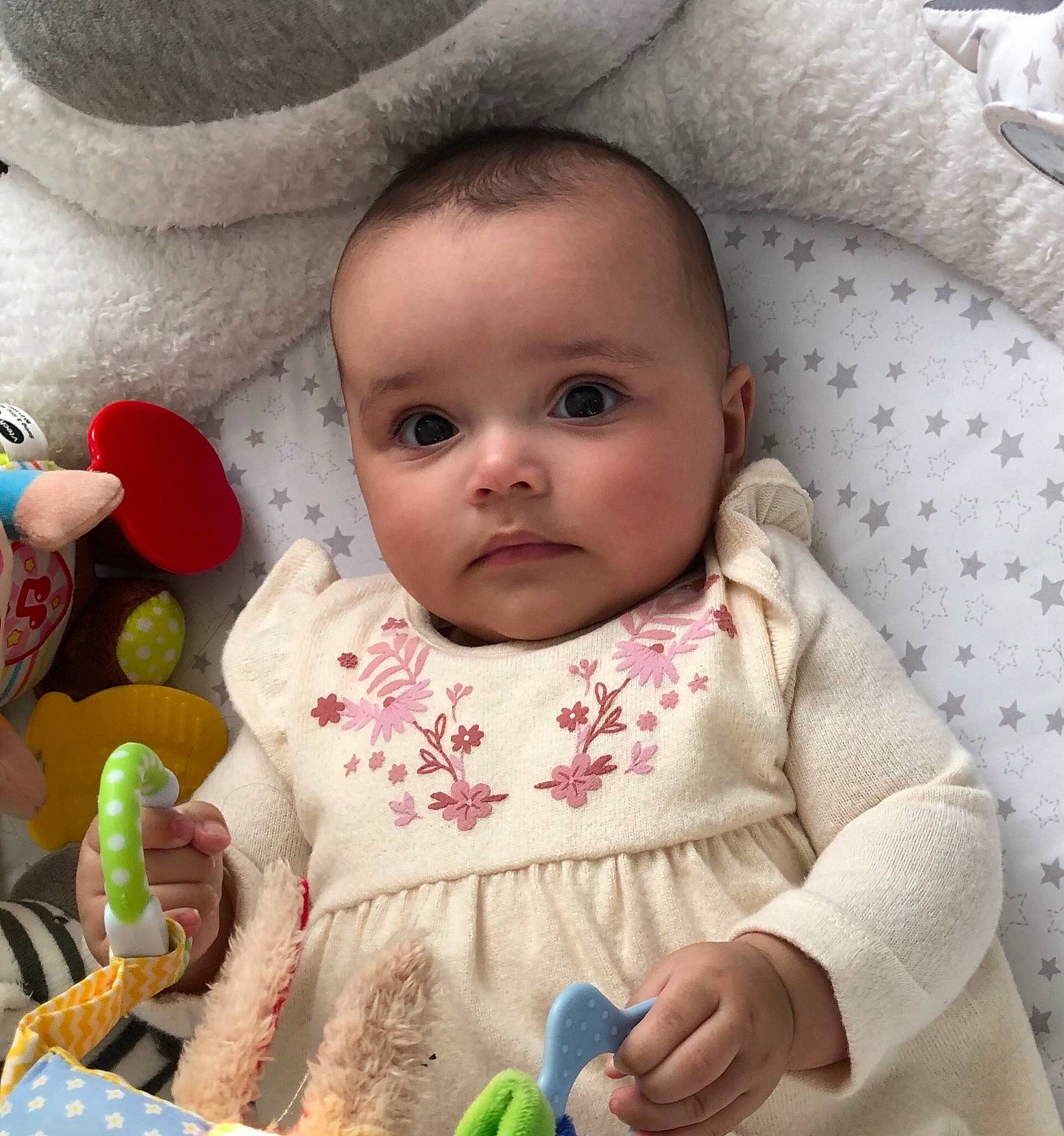 Maiya joined the competition — help win amazing prizes! baby, baby_products, baby_toddler_clothing, beauty, cheek, comfort, eye, face, facial_expression, happy, head, iris, lip, mouth, nose, person, product, skin, sleeve, textile