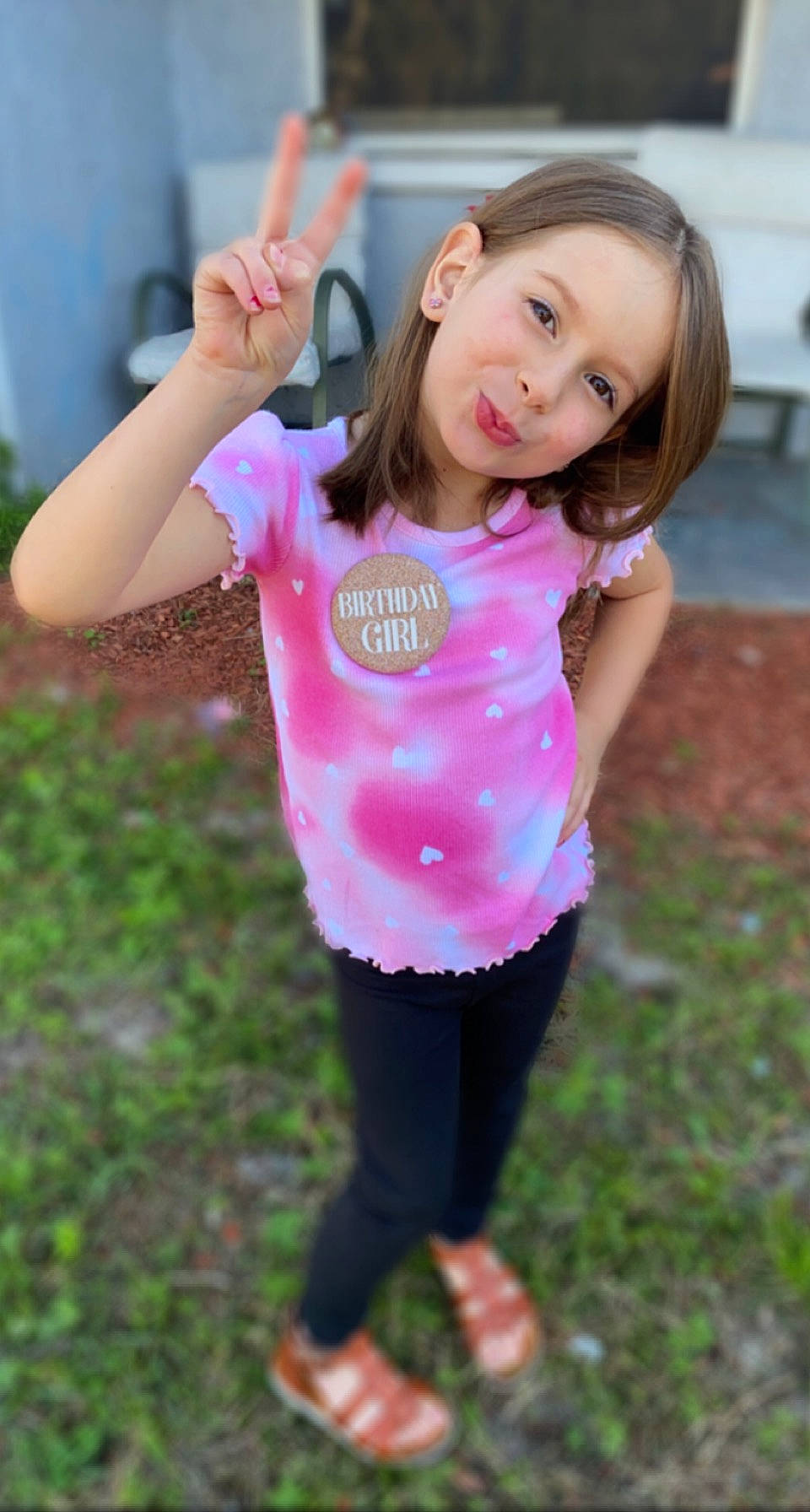 Abigale joined the competition — help win amazing prizes! active_pants, blond, face, finger, fun, gesture, grass, hand, happy, joy, leisure, magenta, person, pink, plant, sleeve, smile, summer, t_shirt, thigh