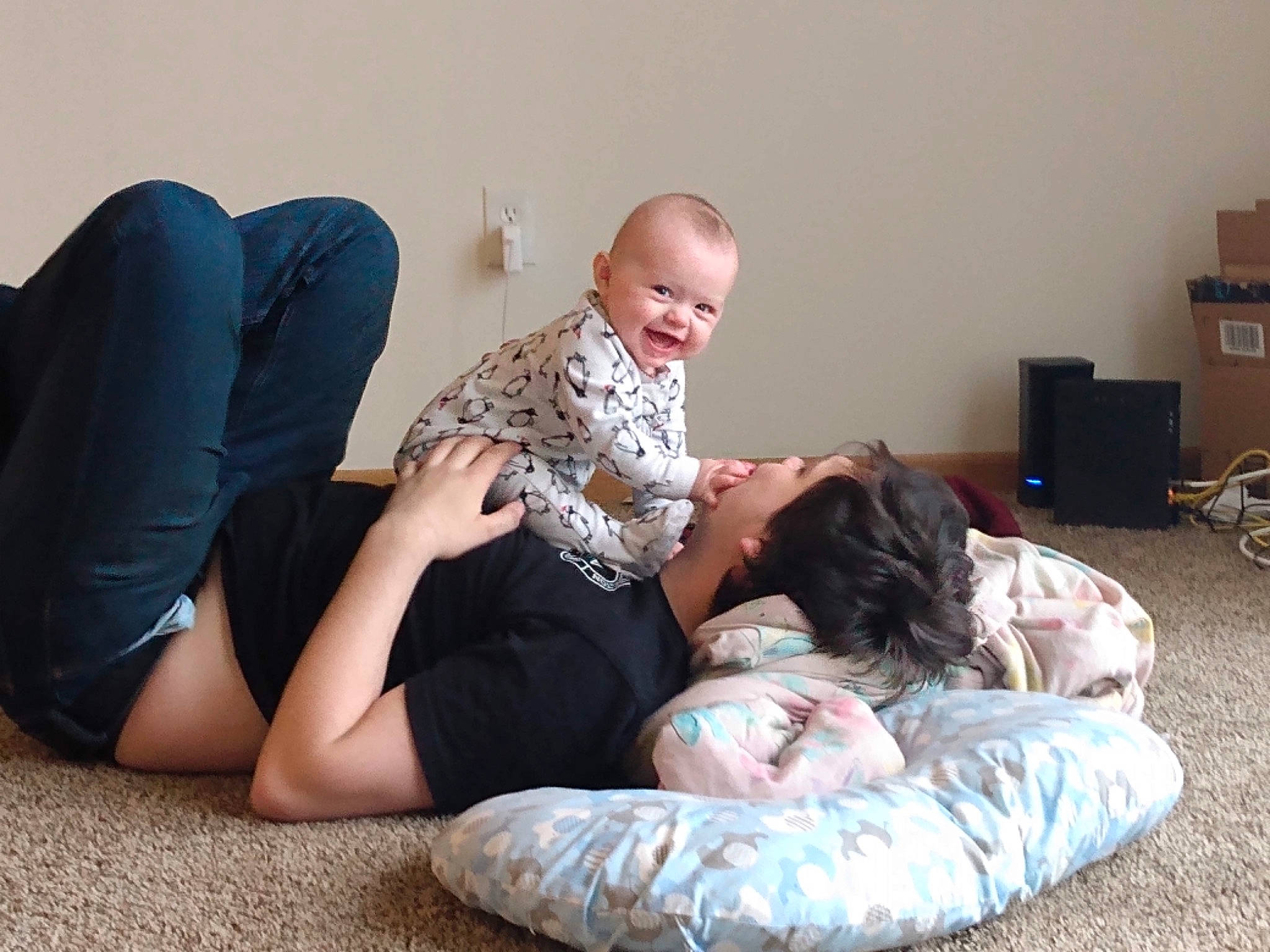 Aralynn joined the competition — help win amazing prizes! baby, canidae, child, comfort, companion_dog, couch, family, furniture, lap, leg, person, play, sitting, sporting_group, toddler