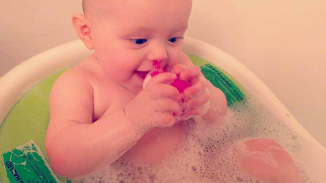 Aralynn joined the competition — help win amazing prizes! baby, baby_bathing, baby_food, bathing, bathtub, cheek, child, eating, face, food, hand, lip, mouth, nose, person, play, product, skin, smile, toddler