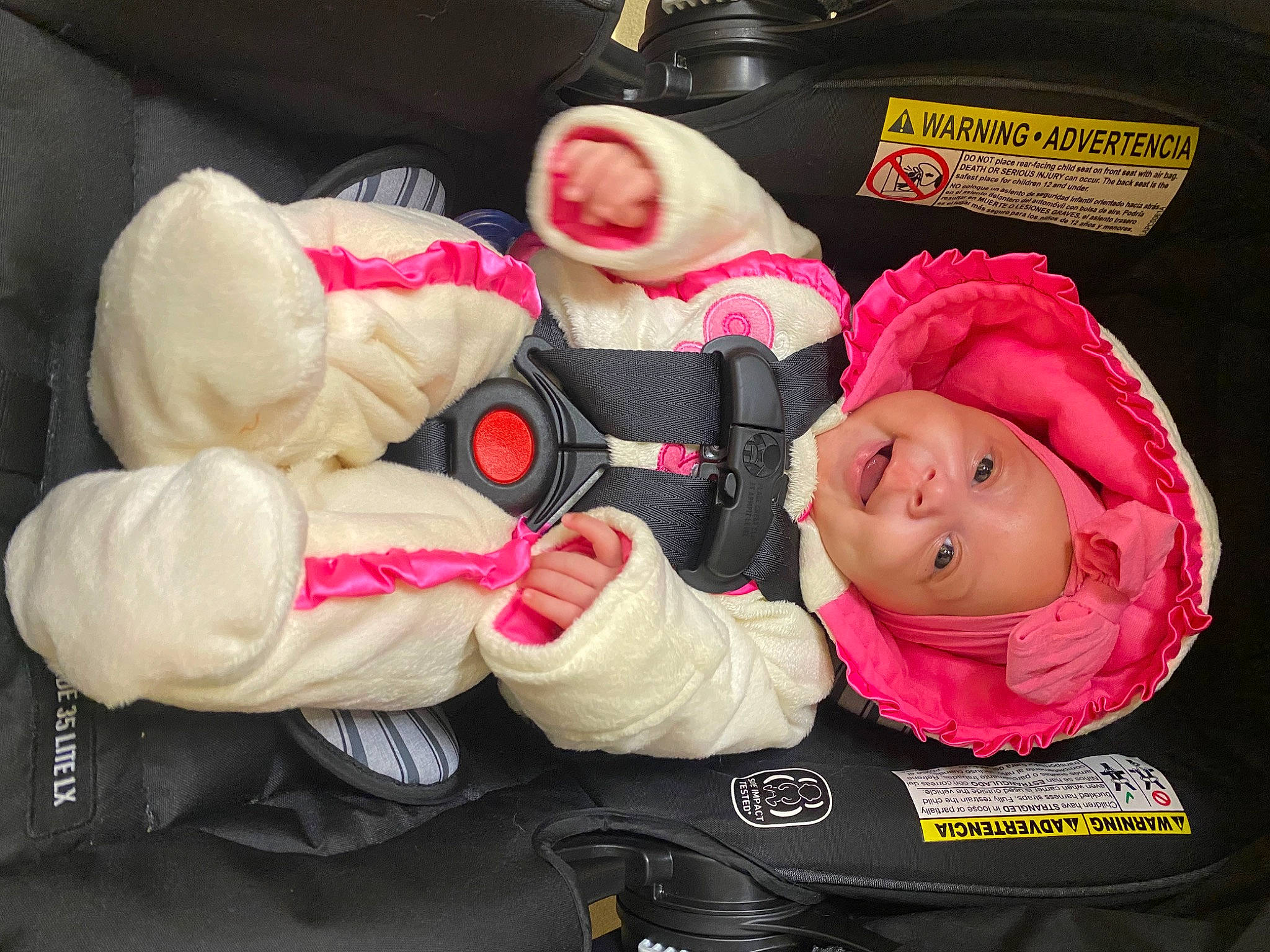 Denali joined the competition — help win amazing prizes! baby, baby_carriage, baby_in_car_seat, baby_products, baby_safety, baby_sleeping, baby_toddler_clothing, car_seat, carmine, cheek, child, comfort, fictional_character, glove, headwear, lap, nap, person, plush, stuffed_toy