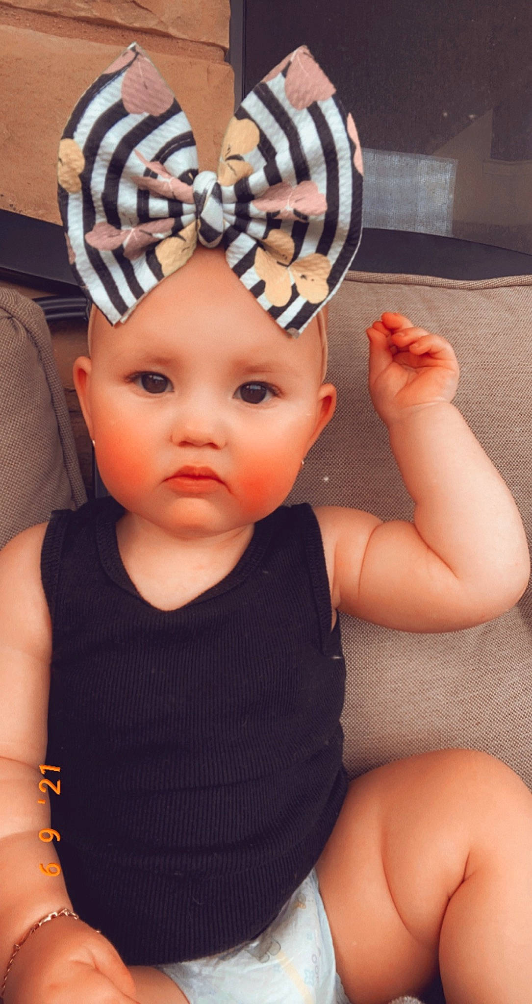 Jade joined the competition — help win amazing prizes! baby, baby_toddler_clothing, cap, cheek, costume_hat, ear, eye, eyebrow, eyelash, eyewear, hair_accessory, happy, headband, headgear, headpiece, headwear, nail, person, personal_protective_equipment, sports_gear