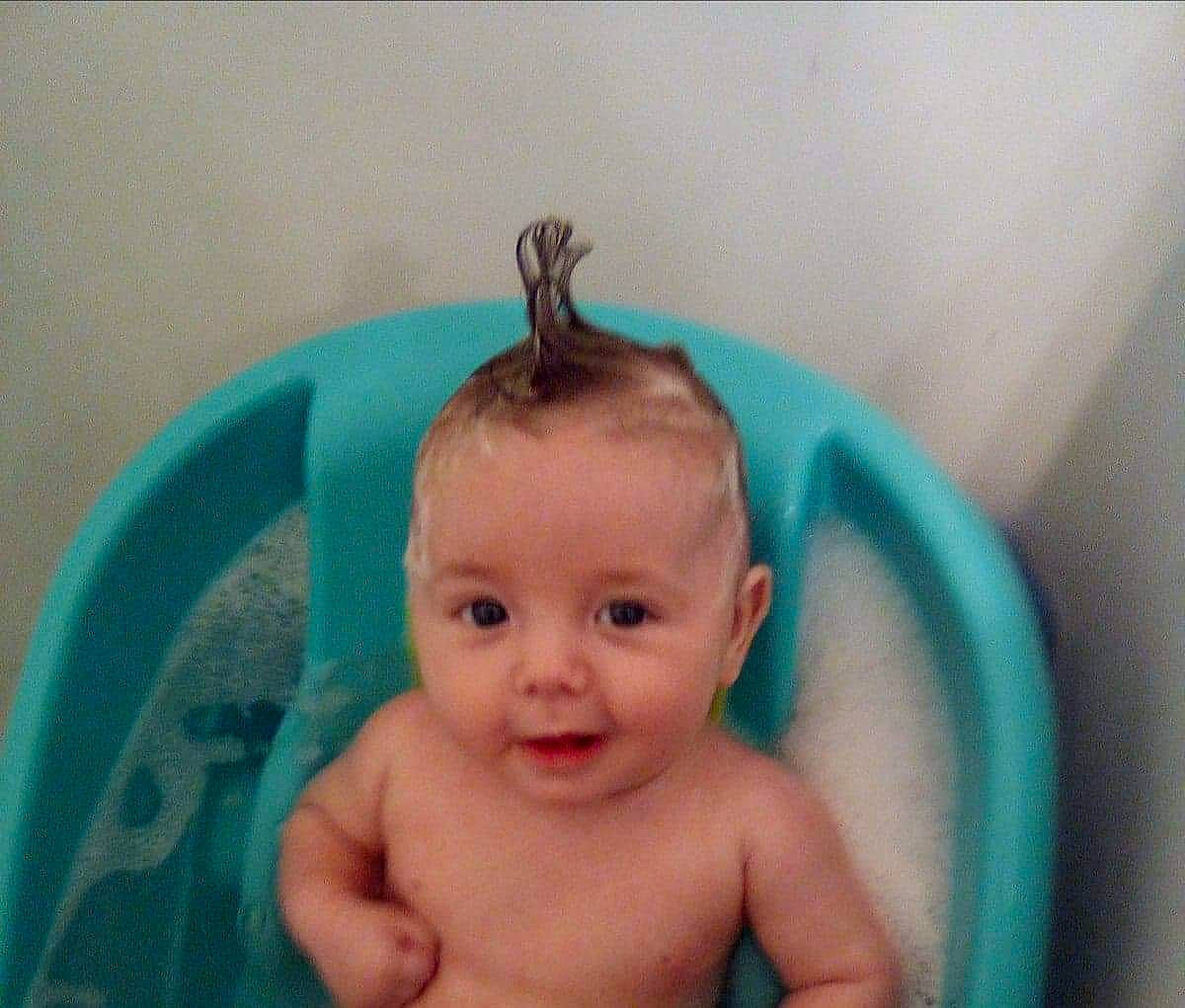 Bear joined the competition — help win amazing prizes! baby, baby_bathing, bathing, bathtub, child, forehead, head, person, plumbing_fixture, toddler, turquoise