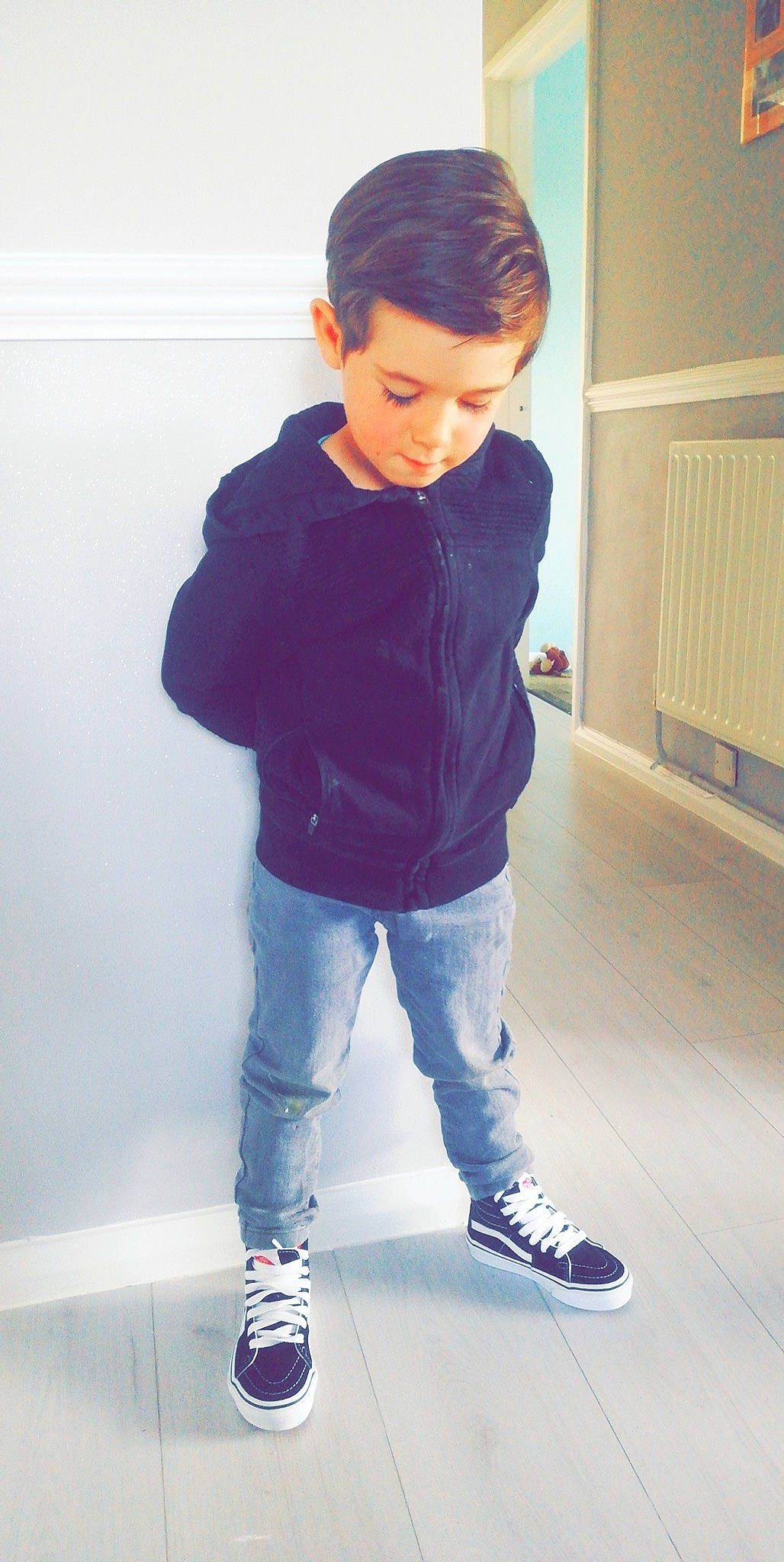 Spencer joined the competition — help win amazing prizes! black_hair, denim, electric_blue, eyewear, fashion_design, footwear, happy, human_body, jeans, knee, leg, neck, person, sleeve, sneakers, sportswear, standing, street_fashion, t_shirt, waist