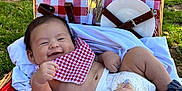 Liam joined the competition — help win amazing prizes! baby, basket, bib, blanket, cute, diaper, grass, greenery, happy, infant, leaves, nature, outdoor, picnic, picnic_basket, red_and_white_checkered, shoes, smiling, sunlight, trees
