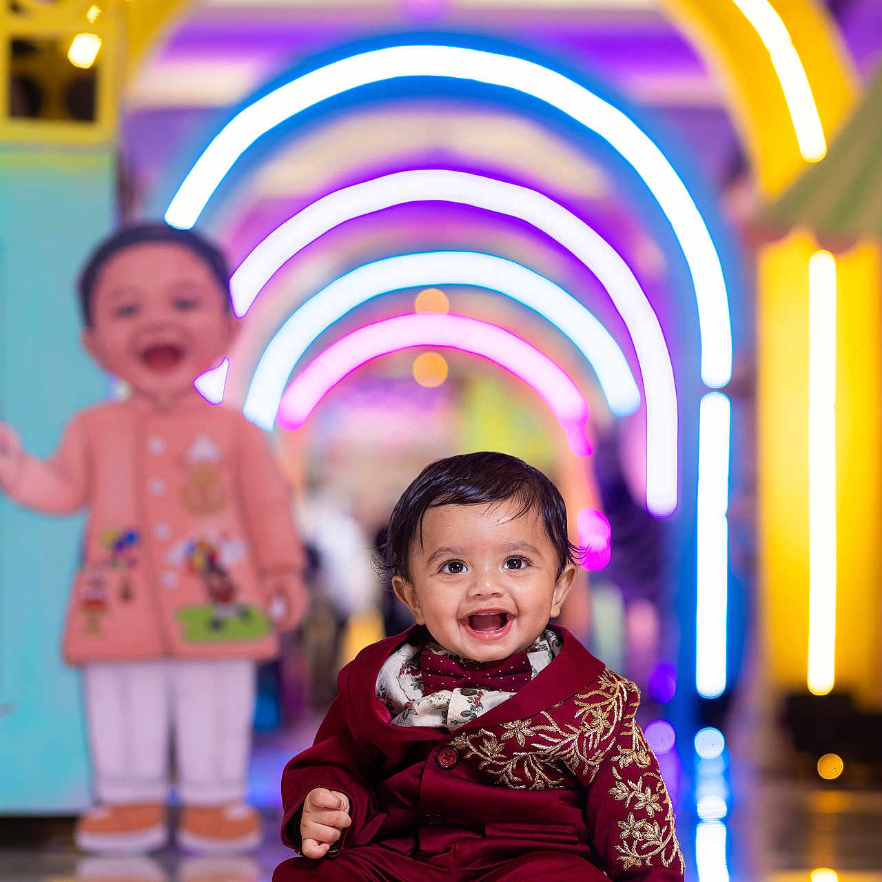 Shourya is registered to the contest to win money with this photo: accessories, applique, arch, architecture, baby, bodypart, building, candle, clothing, coat, corridor, costume, couch, crypt, dress, eveningdress, face, fashion, festival, finger
