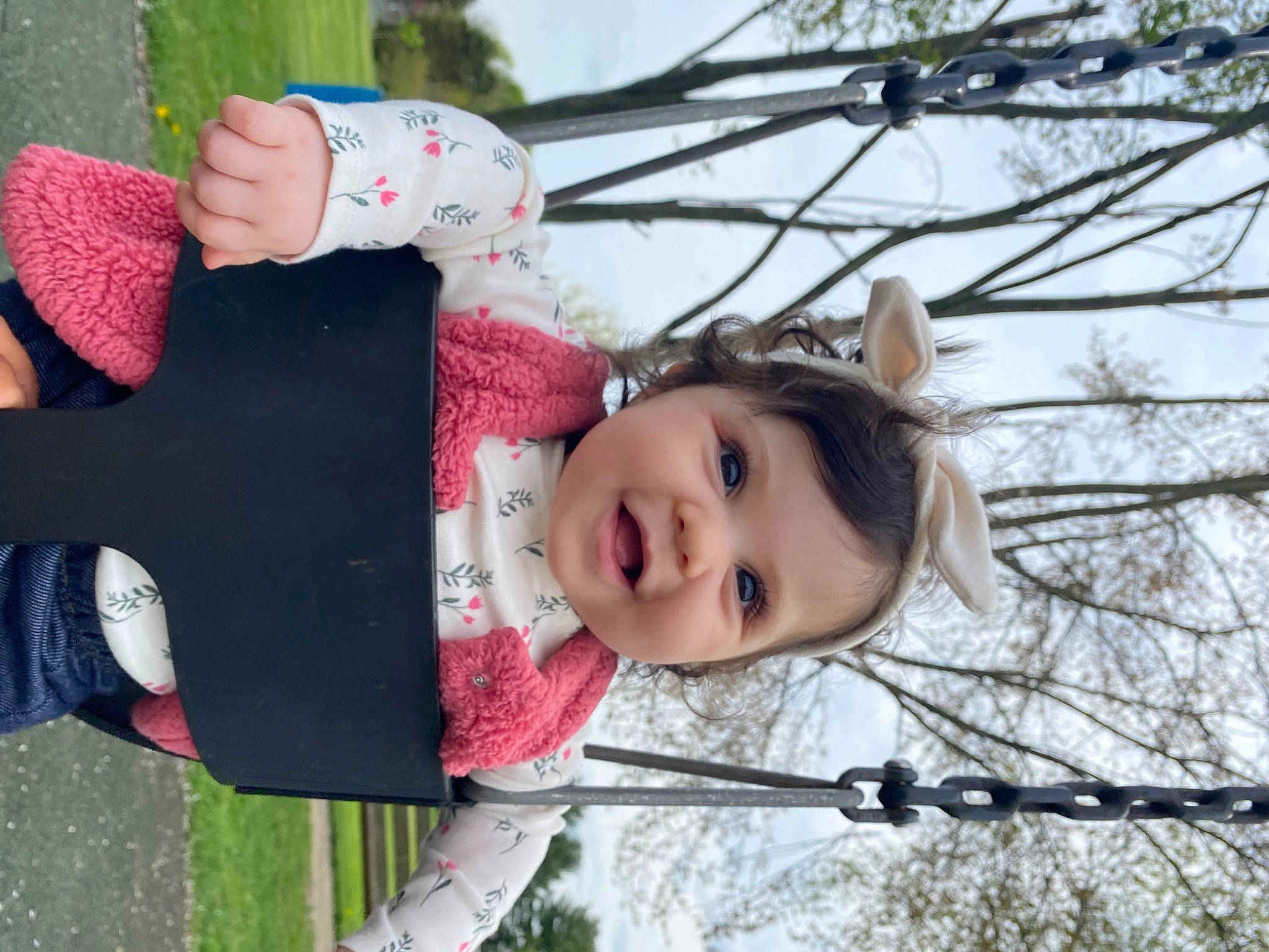 Elianna is registered to the contest to win money with this photo: baby, branch, cheek, child, fun, grass, happy, joy, leisure, lip, person, plant, recreation, skin, sky, smile, toddler, tree, twig, white