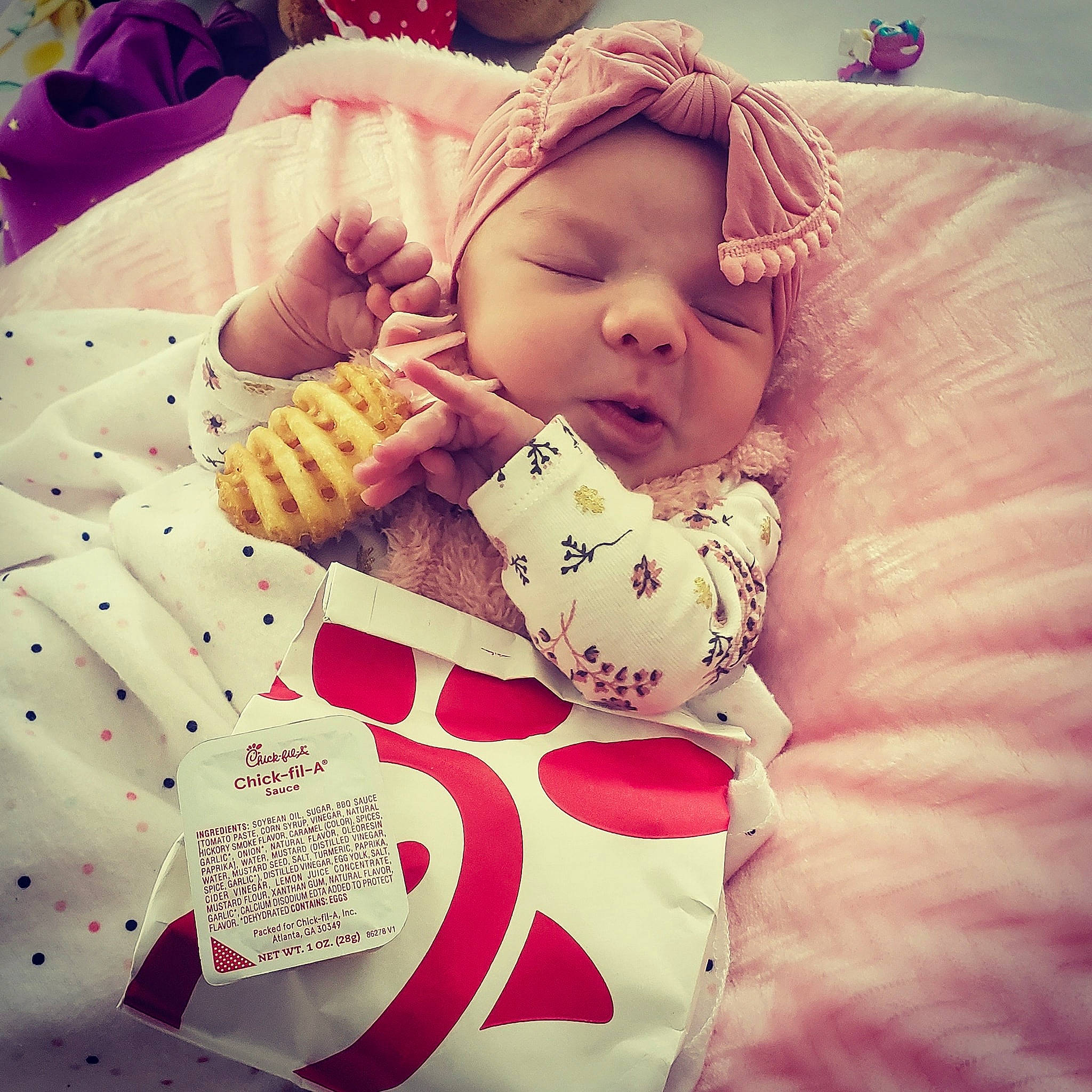 Holly joined the competition — help win amazing prizes! baby, baby_products, baby_sleeping, baby_toddler_clothing, bedtime, birth, blanket, cheek, child, hand, happy, nap, person, pink, product, skin, sleep, textile, toddler