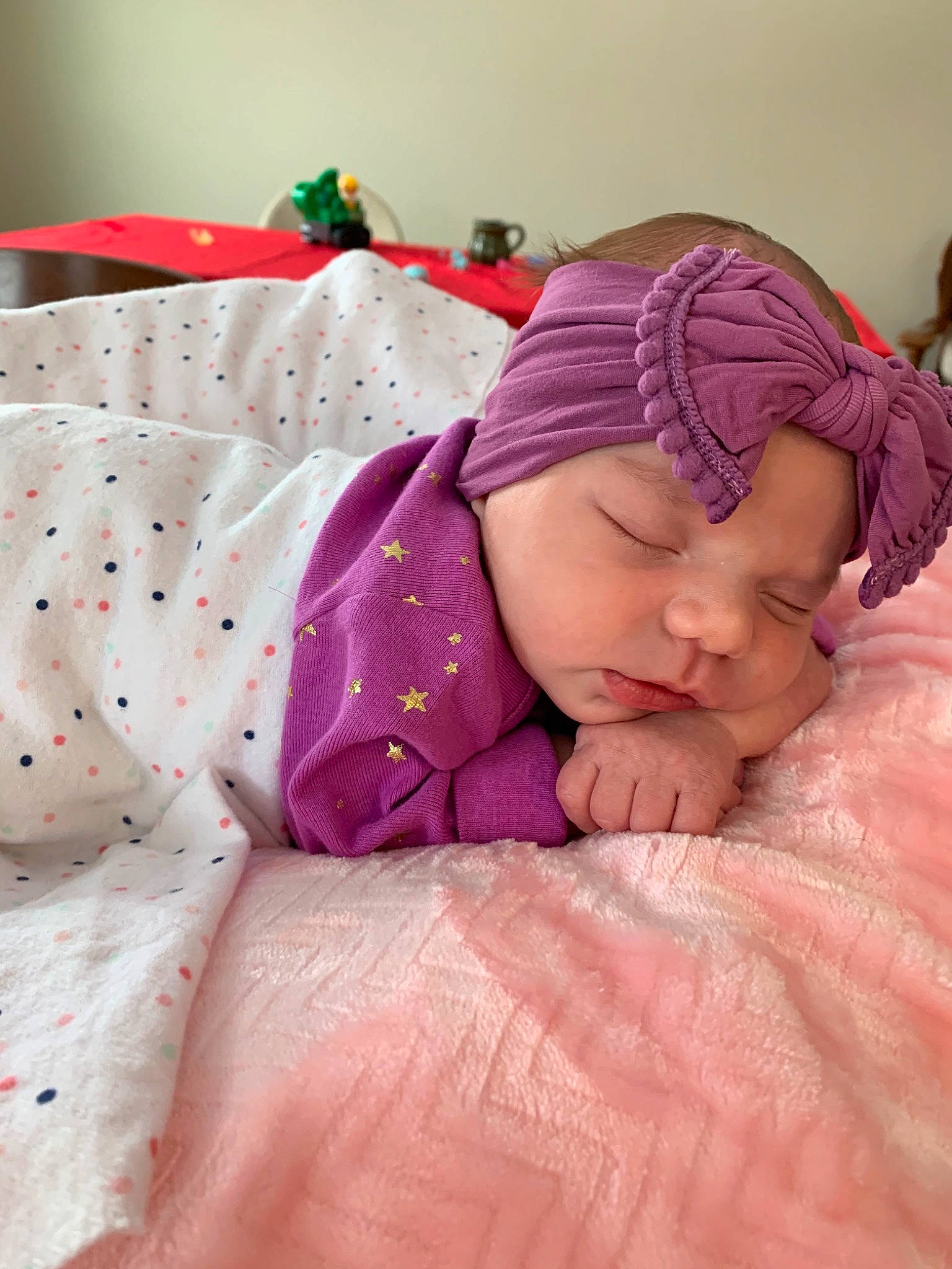 Holly is registered to the contest to win money with this photo: baby, bedtime, birth, cheek, child, comfort, nap, person, pink, skin, sleep, textile, toddler