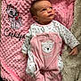 baby, blanket, pink, cartoon_cat, clothing, cute, infant, face, soft_texture, plush, sleepwear, newborn, portrait, lying_down, child, animal_design, fabric, comfort, indoors, cute_expression