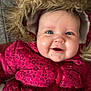 Giulia participe au concours pour gagner de l'argent avec cette photo : baby, child, smiling, face, hood, fur, jacket, red, clothing, winter, cold, warm, cute, portrait, closeup, happy, infant, young, person, apparel