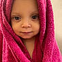 Luna joined the competition — help win amazing prizes! toddler, child, face, portrait, pink_towel, wrapped, cute, skin, eyes, expression, cozy, indoor, young_child, person, baby, head, looking, closeup, soft_texture, warm