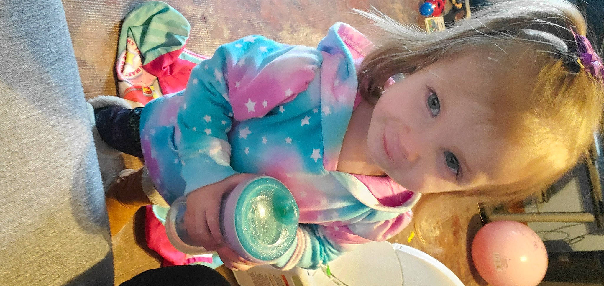 Gracelynn joined the competition — help win amazing prizes! baby, child, drinkware, event, fun, happy, leisure, mouth, party, party_supply, person, pink, plastic, play, recreation, sitting, smile, toddler, toy, tree