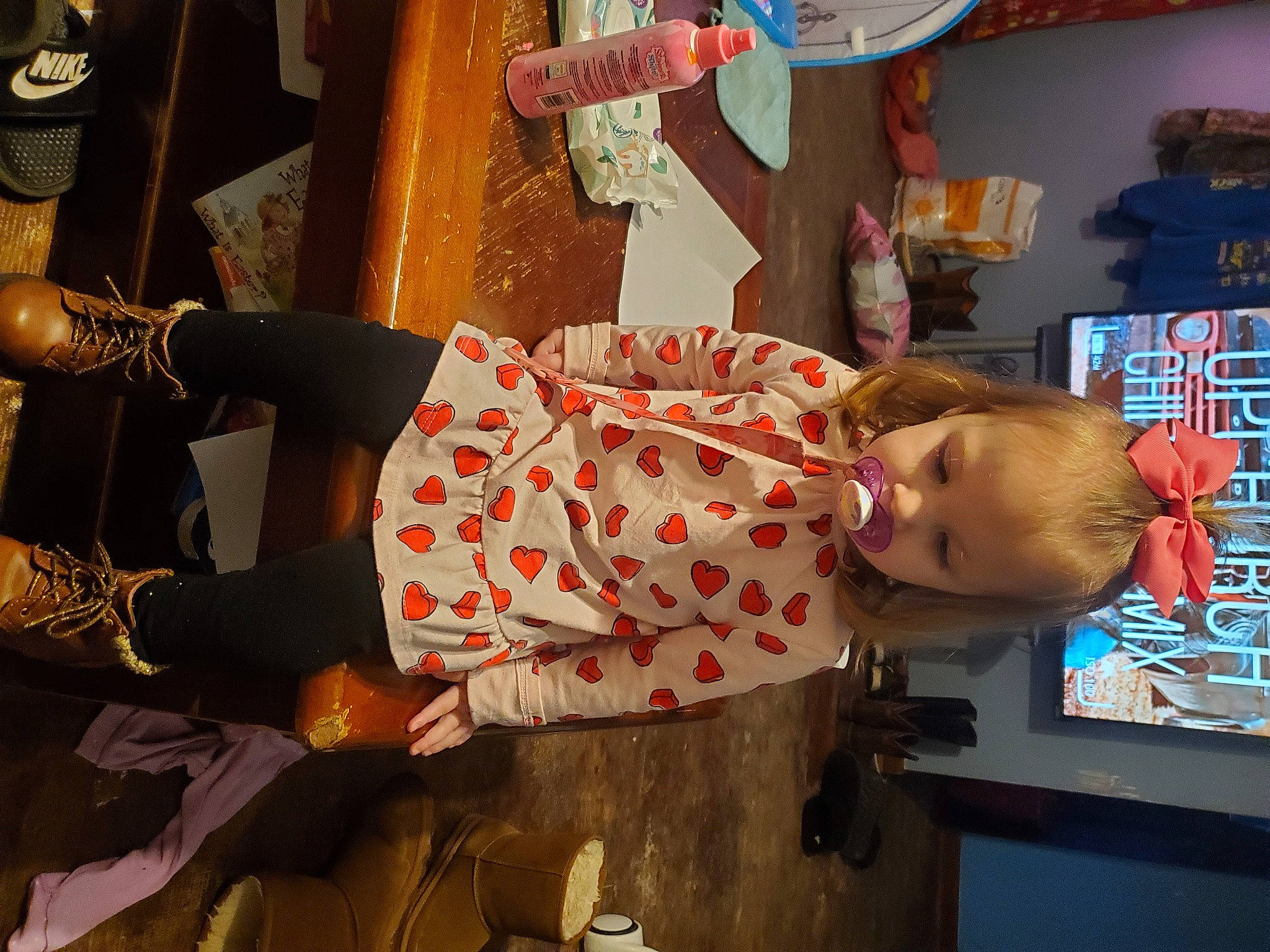 Gracelynn joined the competition — help win amazing prizes! baby, child, event, fashion_design, flesh, fun, human_leg, jewellery, orange, pattern, person, photograph, photography, room, shelf, shelving, snapshot, toddler