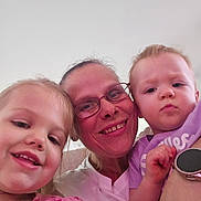 Chloe joined the competition — help win amazing prizes! baby, casual, child, children, closeup, family, glasses, happy, headshot, indoor, light_background, people, pink_shirt, portrait, purple_shirt, selfie, smile, toddler, watch, woman