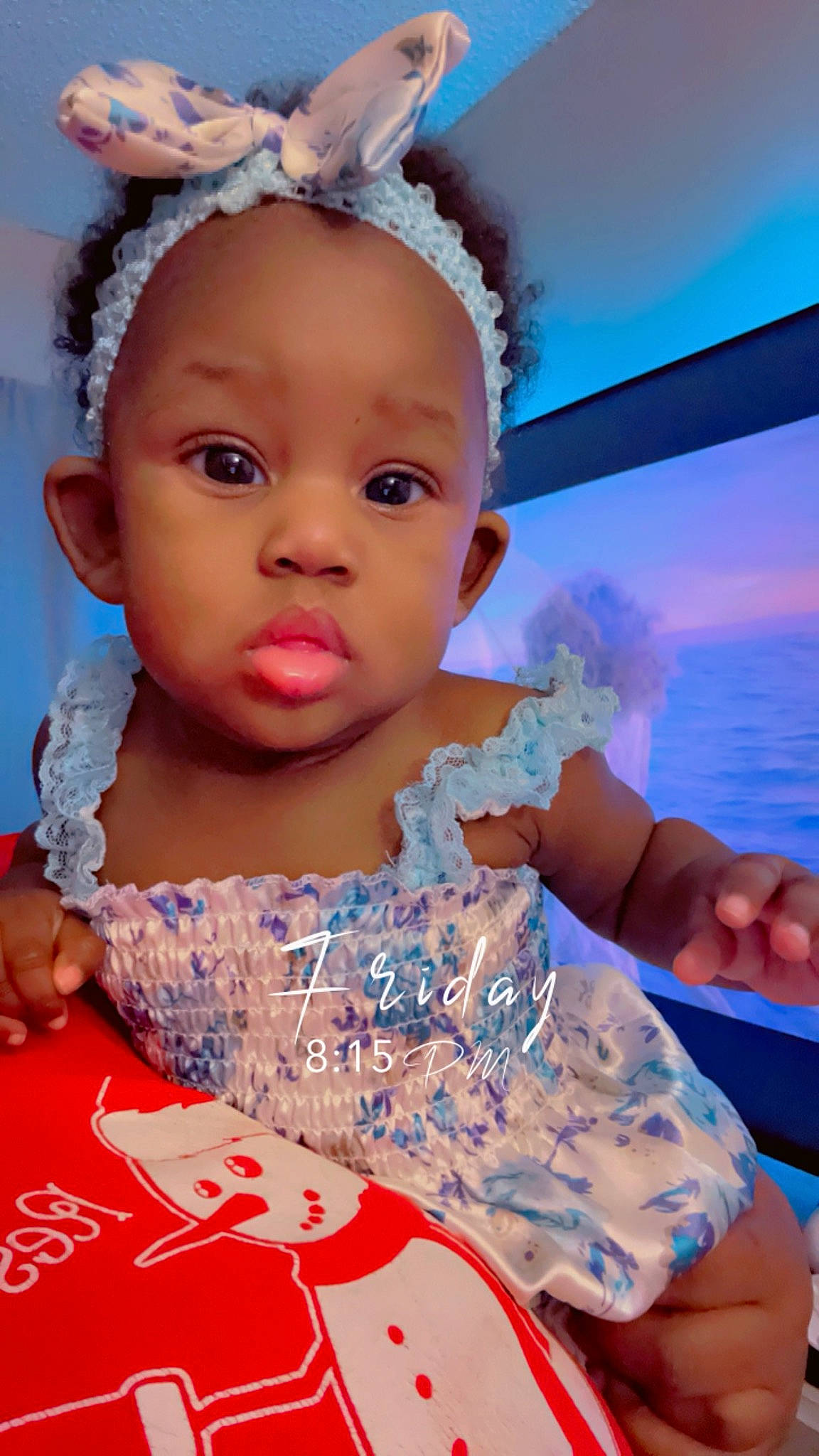 Avyanna is registered to the contest to win money with this photo: baby, baby_toddler_clothing, birthday, blue, child, event, eyelash, fashion_accessory, finger, flash_photography, fun, hairstyle, happy, headband, headpiece, iris, peach, person, pink, skin