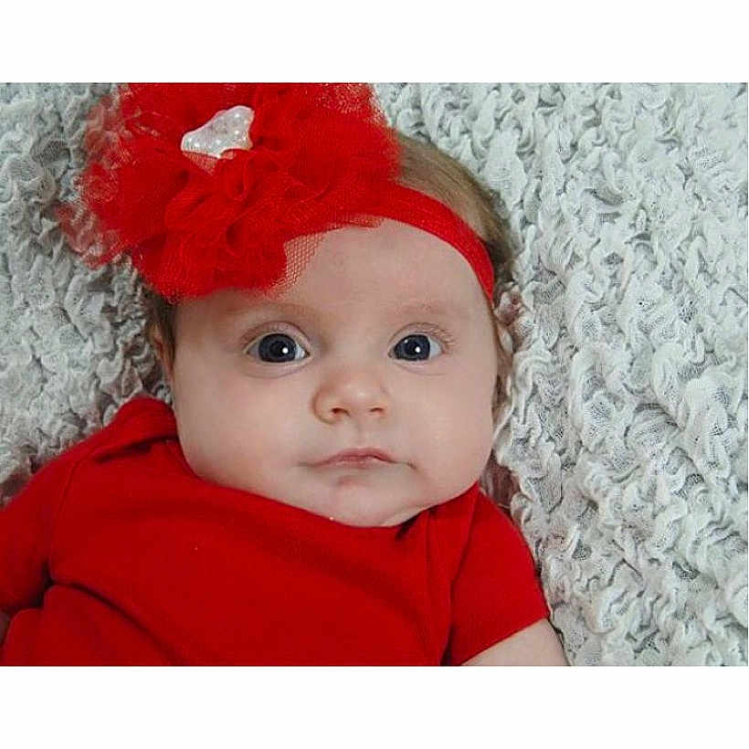 Sadie Mae joined the competition — help win amazing prizes! baby, beanie, bonnet, cap, child, child_model, clothing, costume, costume_accessory, fashion_accessory, fur, hair_accessory, head, headgear, knit_cap, person, red, toddler