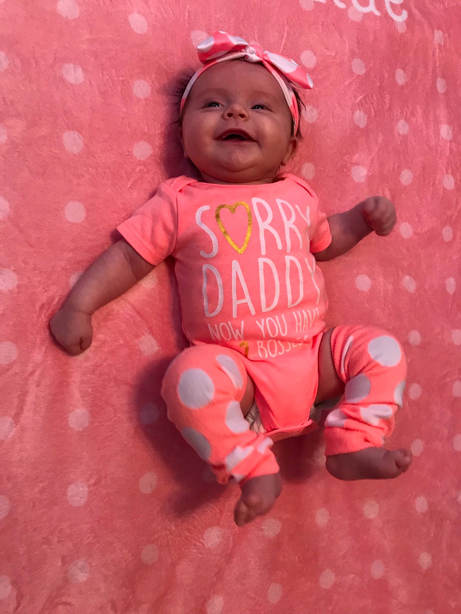 Sadie Mae joined the competition — help win amazing prizes! baby, baby_toddler_clothing, cheek, child, facial_expression, fun, hair_accessory, happy, head, lip, pattern, person, pink, play, red, skin, smile, toddler, toy