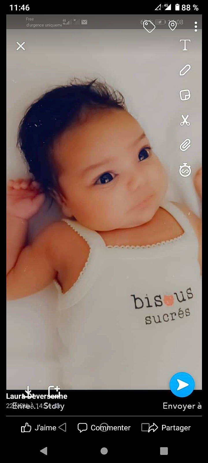 Mina participe au concours pour gagner de l'argent avec cette photo : baby, baby_toddler_clothing, beauty, cheek, child, cool, eyebrow, eyelash, facial_expression, flash_photography, hair, happy, lip, muscle, neck, nose, person, product, skin, sleeve