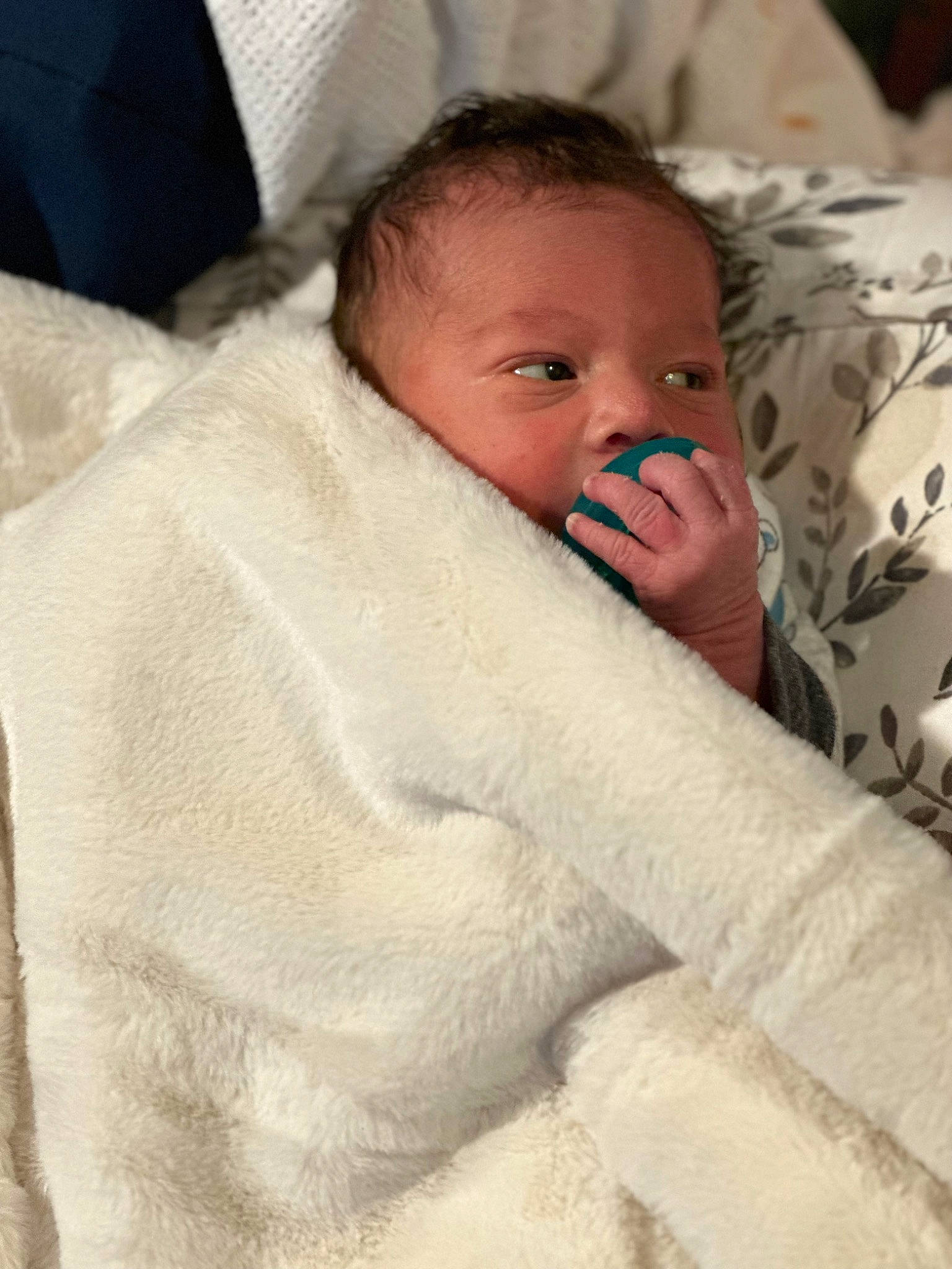 Caiden is registered to the contest to win money with this photo: baby, baby_sleeping, bed_sheet, bedding, bedtime, blanket, cheek, child, comfort, face, fur, happy, iris, linens, nose, person, room, sleep, smile, toddler