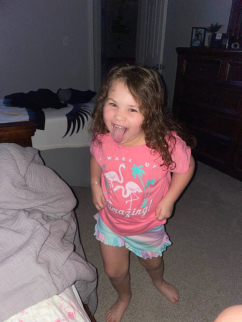 Scarlette joined the competition — help win amazing prizes! cabinetry, cheek, facial_expression, finger, hand, happy, head, human_body, iris, joint, joy, lap, leg, mouth, person, pink, shorts, shoulder, skin, smile