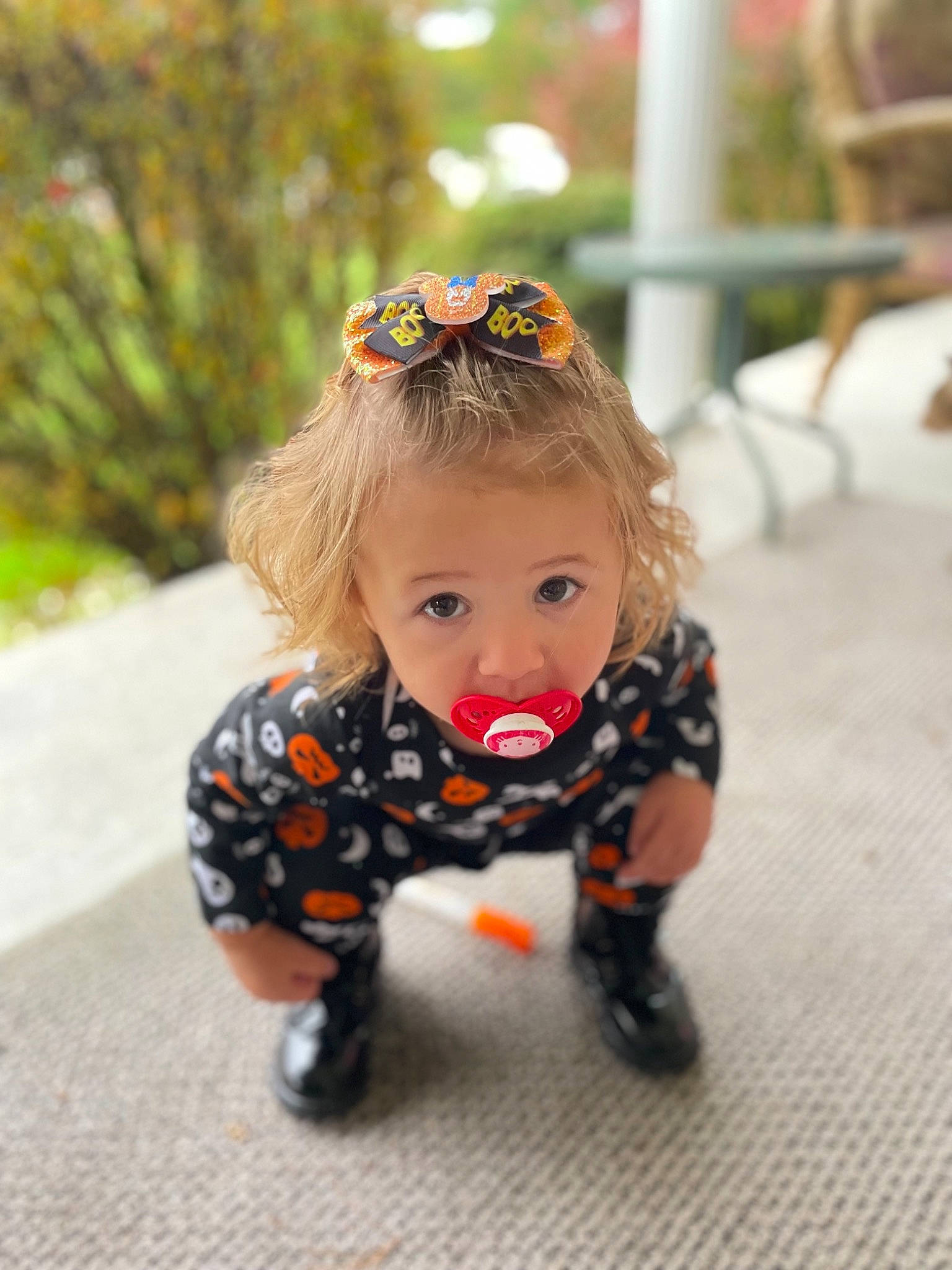 Adaleigh joined the competition — help win amazing prizes! baby_toddler_clothing, brown_hair, doll, eye, face, fawn, flooring, fun, goggles, grass, hair, happy, head, iris, lip, pattern, person, plant, toddler, toy