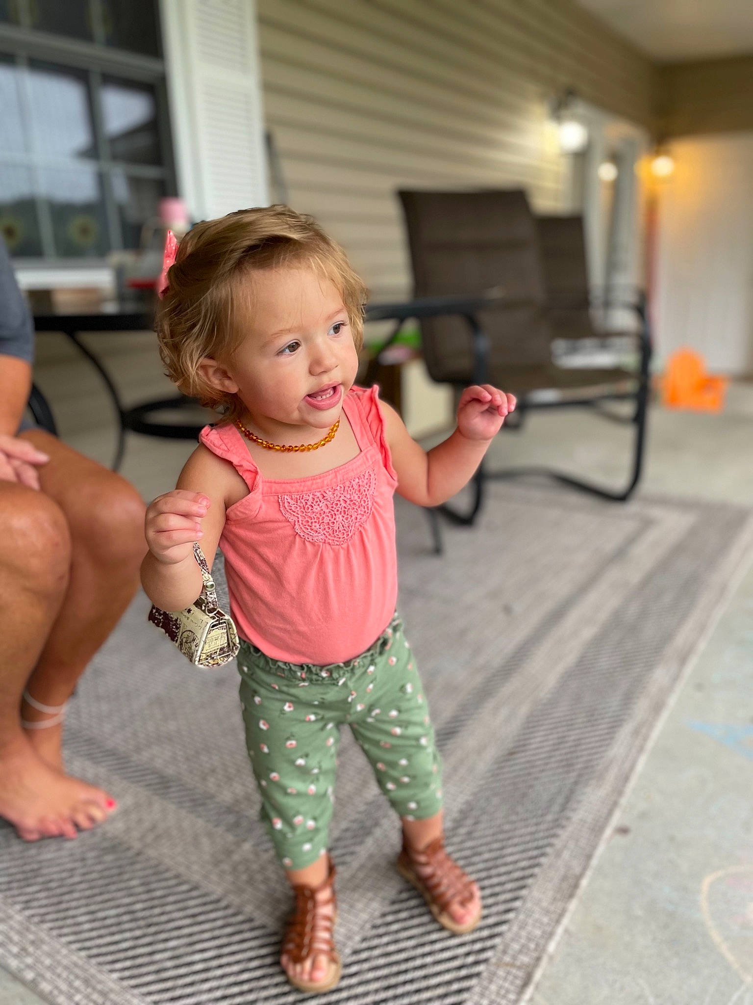 Adaleigh is registered to the contest to win money with this photo: baby, baby_toddler_clothing, face, floor, flooring, foot, fun, happy, human_leg, joint, leisure, person, shorts, shoulder, skin, standing, thigh, toddler, trunk, waist