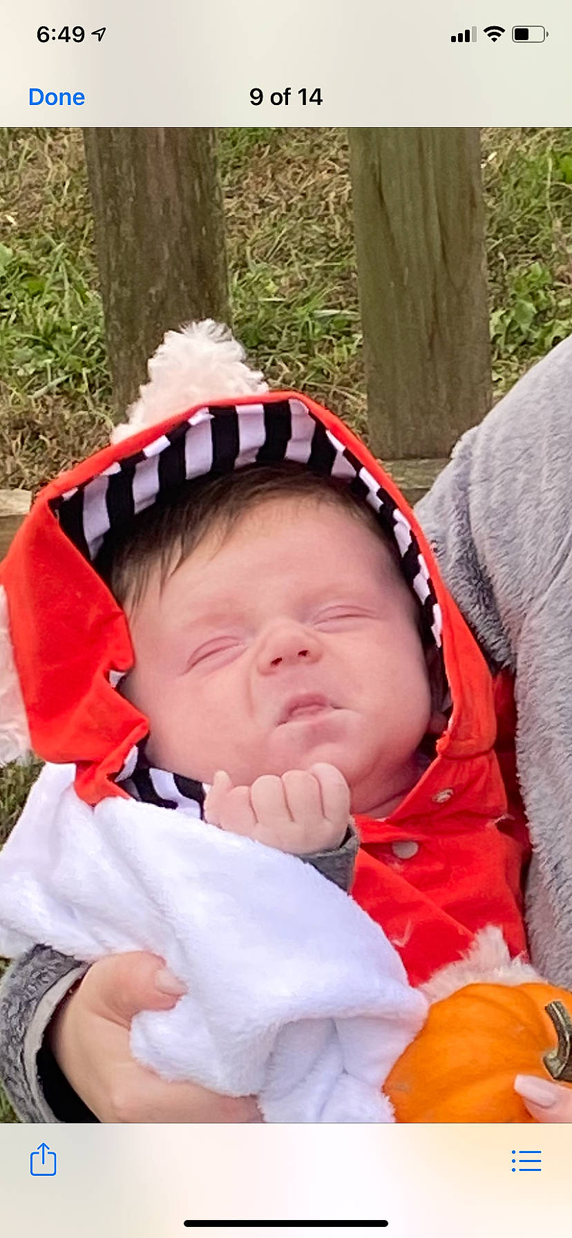 Alaric is registered to the contest to win money with this photo: baby, baby_products, baby_sleeping, baby_toddler_clothing, cheek, child, comfort, cucurbita, fruit, human, lip, mandarin_orange, nap, person, produce, sleep, toddler, trick_or_treat