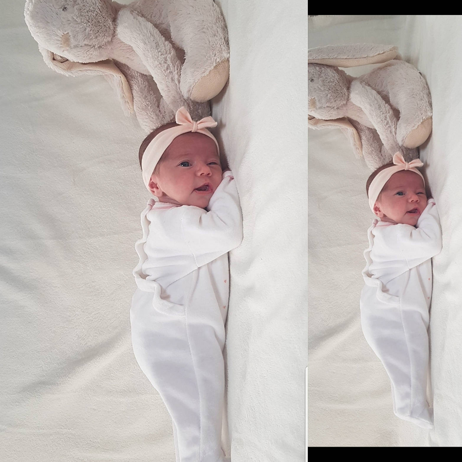 Marilou participe au concours pour gagner de l'argent avec cette photo : baby, baby_products, baby_sleeping, baby_toddler_clothing, child, ear, headwear, person, photograph, photography, pink, product, textile, toddler, white