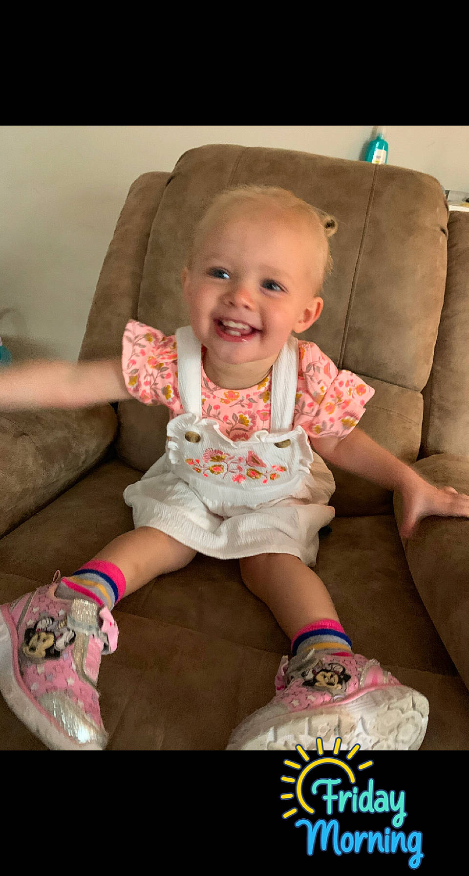 Rylinn joined the competition — help win amazing prizes! arm, baby, baby_toddler_clothing, cheek, comfort, couch, eye, face, finger, flash_photography, hair, happy, head, human_body, joy, mouth, person, pink, skin, sleeve