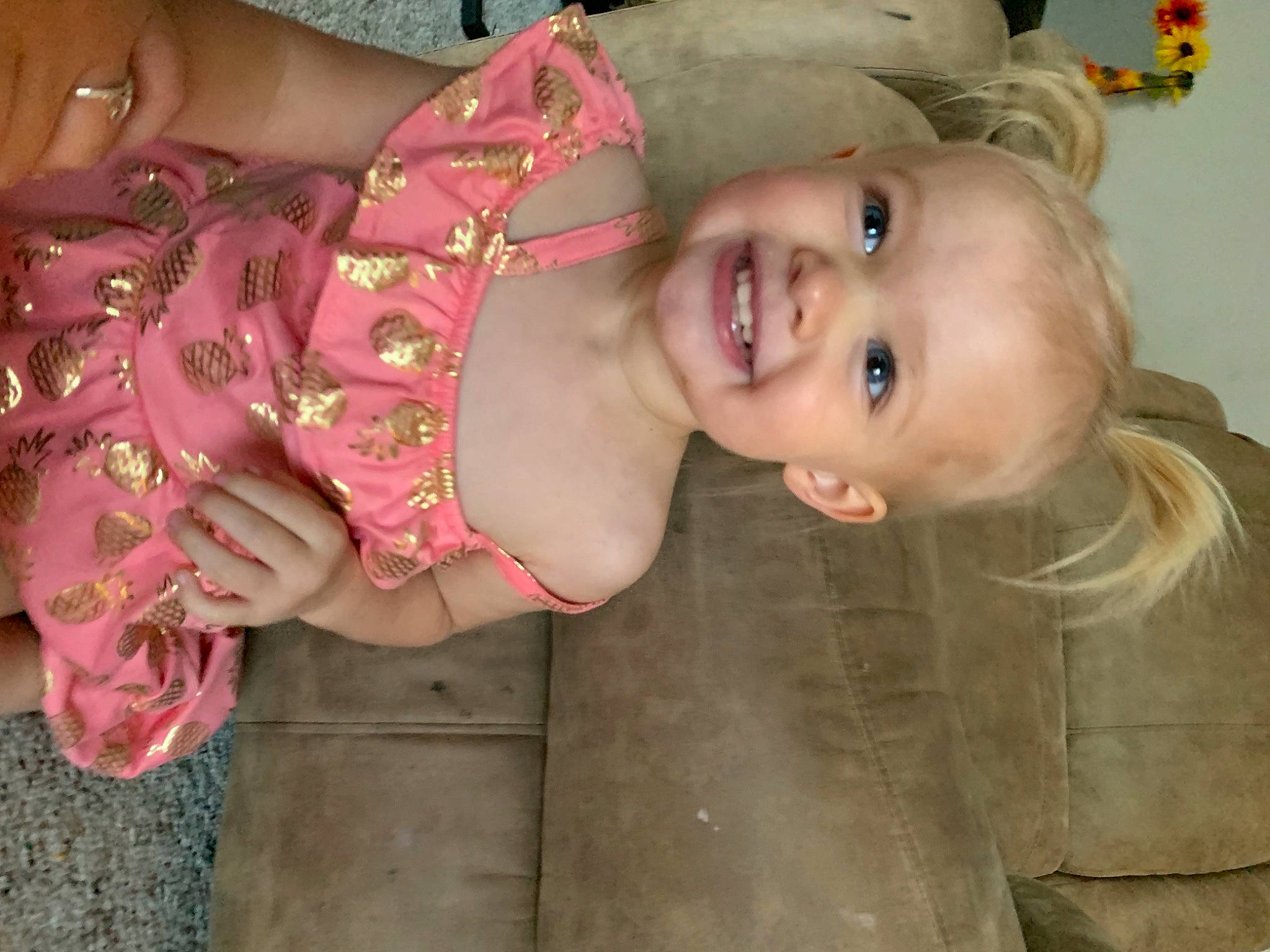 Rylinn joined the competition — help win amazing prizes! baby, baby_laughing, baby_toddler_clothing, cheek, child, chin, eye, fun, happy, head, iris, joy, lip, mouth, nose, organ, pattern, person, pink, skin