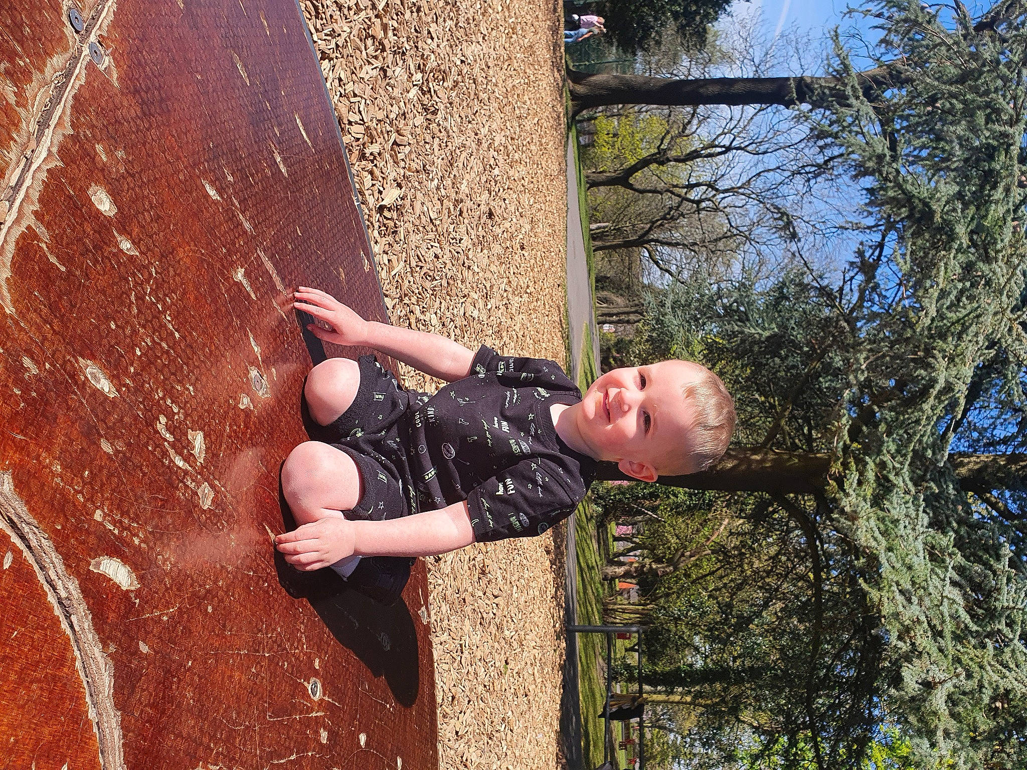 Zacharias joined the competition — help win amazing prizes! adventure, climbing, concrete, fun, grass, happy, joy, leisure, pattern, people_in_nature, person, recreation, rock, sky, soil, sport_climbing, thigh, toddler, tree, trunk