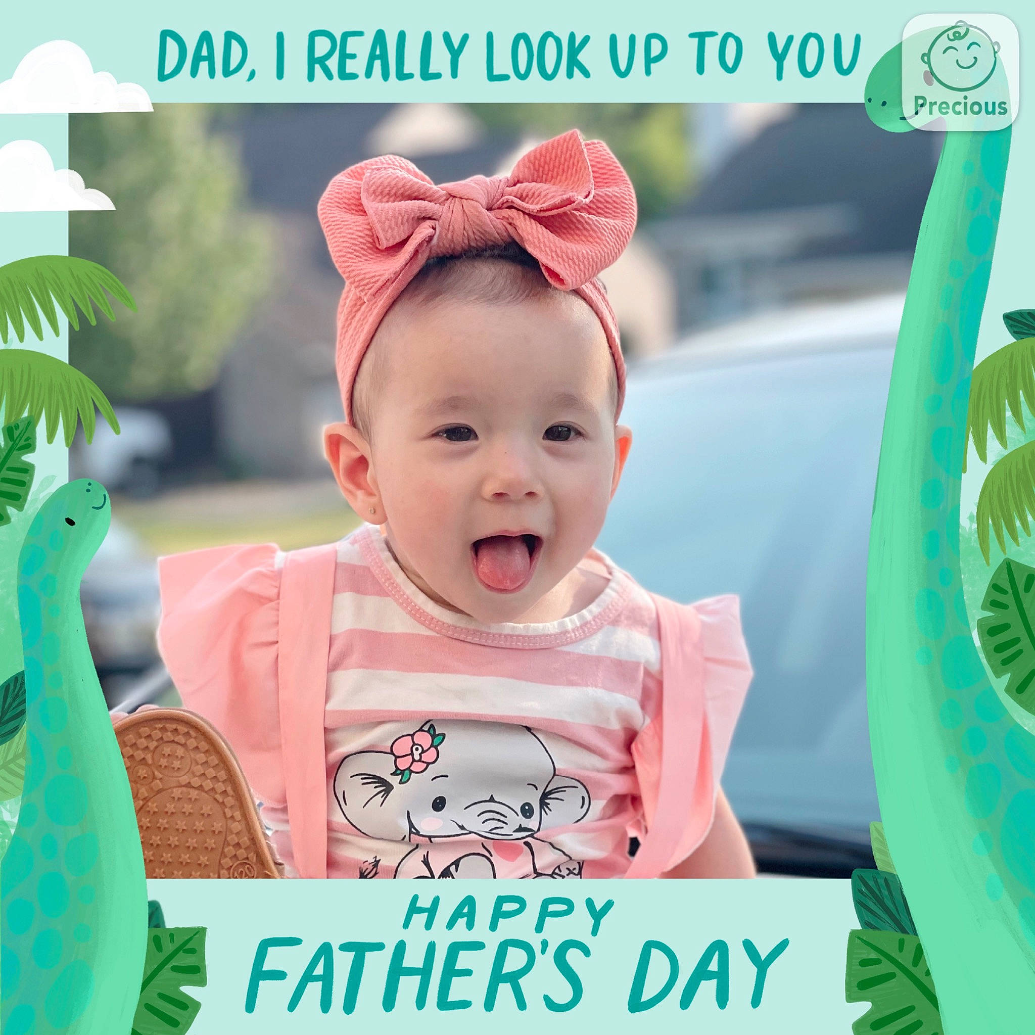 Theresa is registered to the contest to win money with this photo: baby, baby_products, baby_toddler_clothing, child, ear, facial_expression, fashion_accessory, font, fun, green, happy, magenta, person, photo_caption, pink, product, sleeve, smile, snapshot, t_shirt