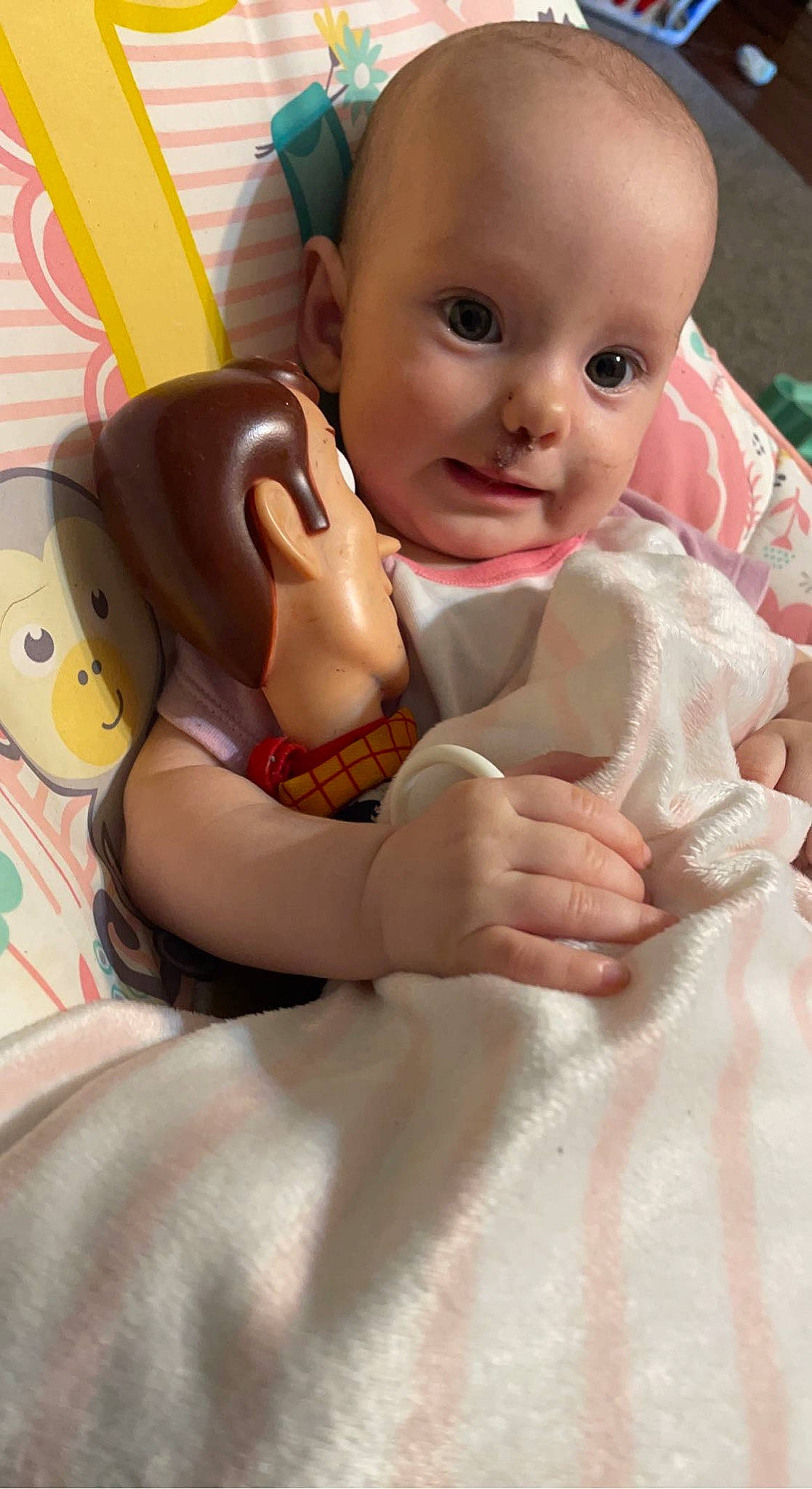 Emma Rose joined the competition — help win amazing prizes! arm, baby, baby_products, cheek, chest, child, comfort, doll, eye, face, fun, gesture, happy, head, linens, nose, person, skin, smile, thumb