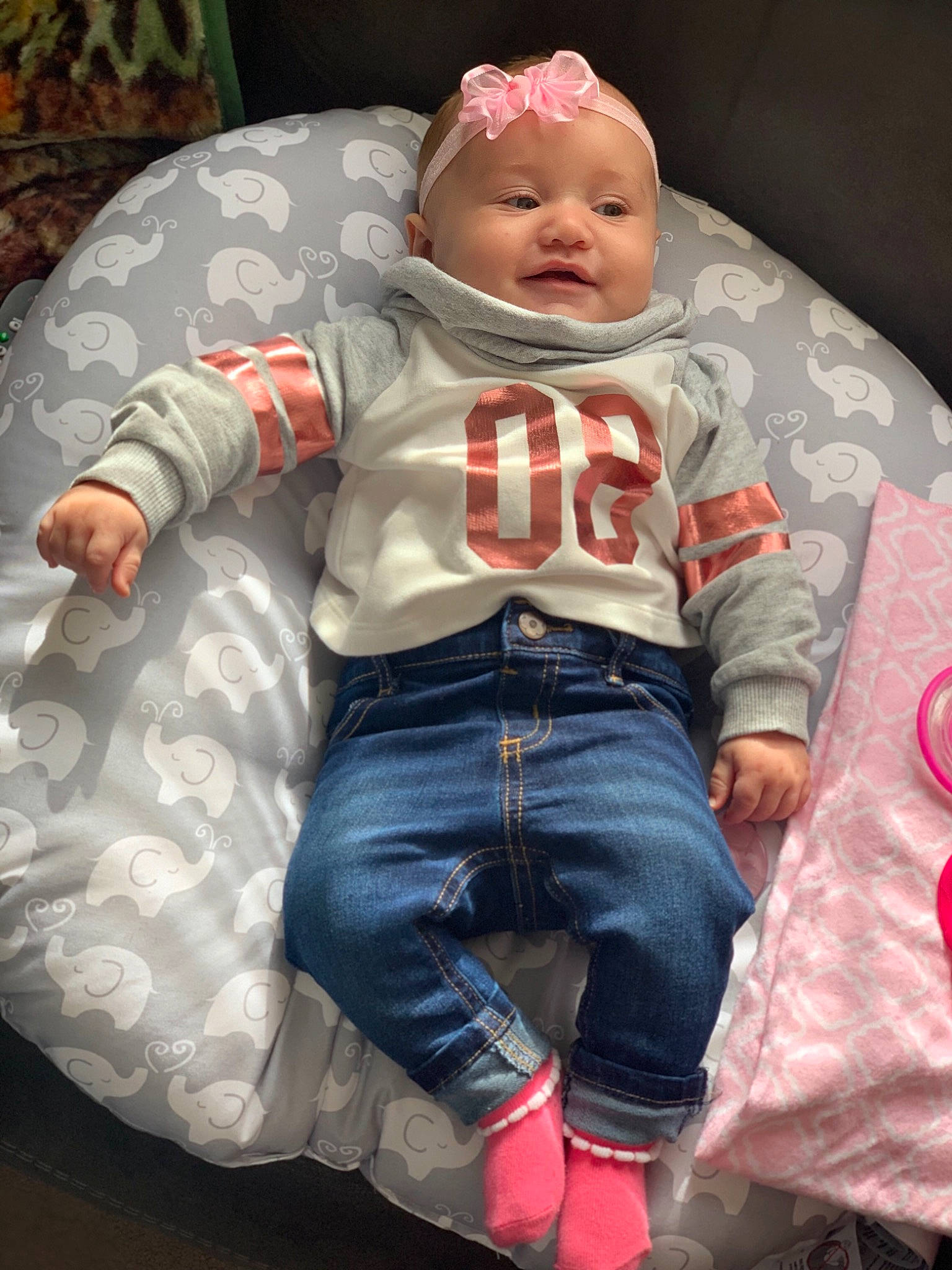 Ariyana joined the competition — help win amazing prizes! baby, cheek, child, furniture, person, pink, sitting, toddler