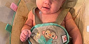 Janet is registered to the contest to win money with this photo: baby, infant, child, seat, baby_seat, harness, monkey_design, curious, cute, indoors, colorful, patterned_seat, child_care, young_child, looking, small_person, baby_clothing, soft_fabric, playful, comfortable