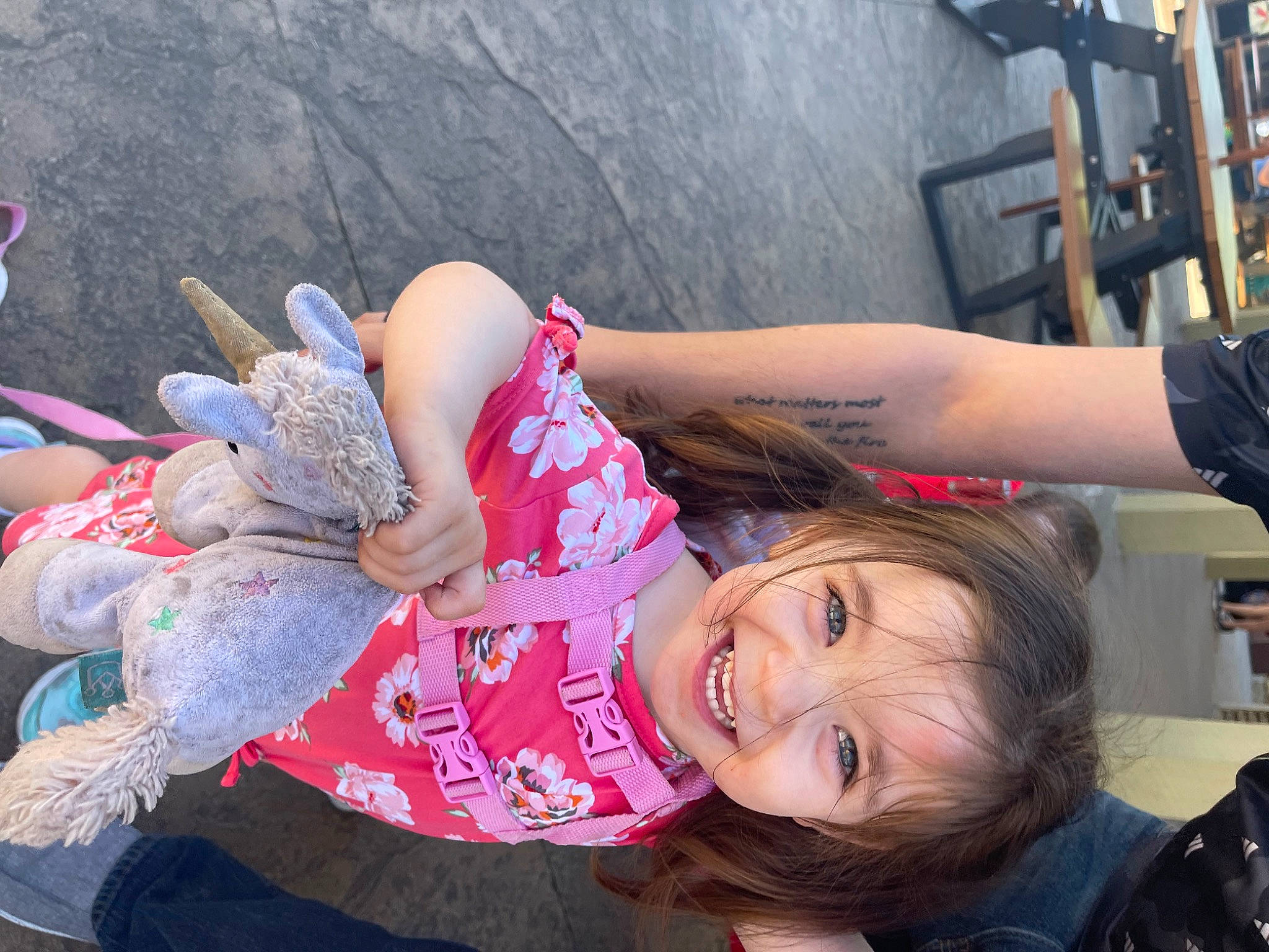 Jade is registered to the contest to win money with this photo: child, cool, fun, happy, human_leg, joint, joy, leg, leisure, mouth, people, person, photograph, pink, sitting, smile, snapshot, thigh, toddler, travel