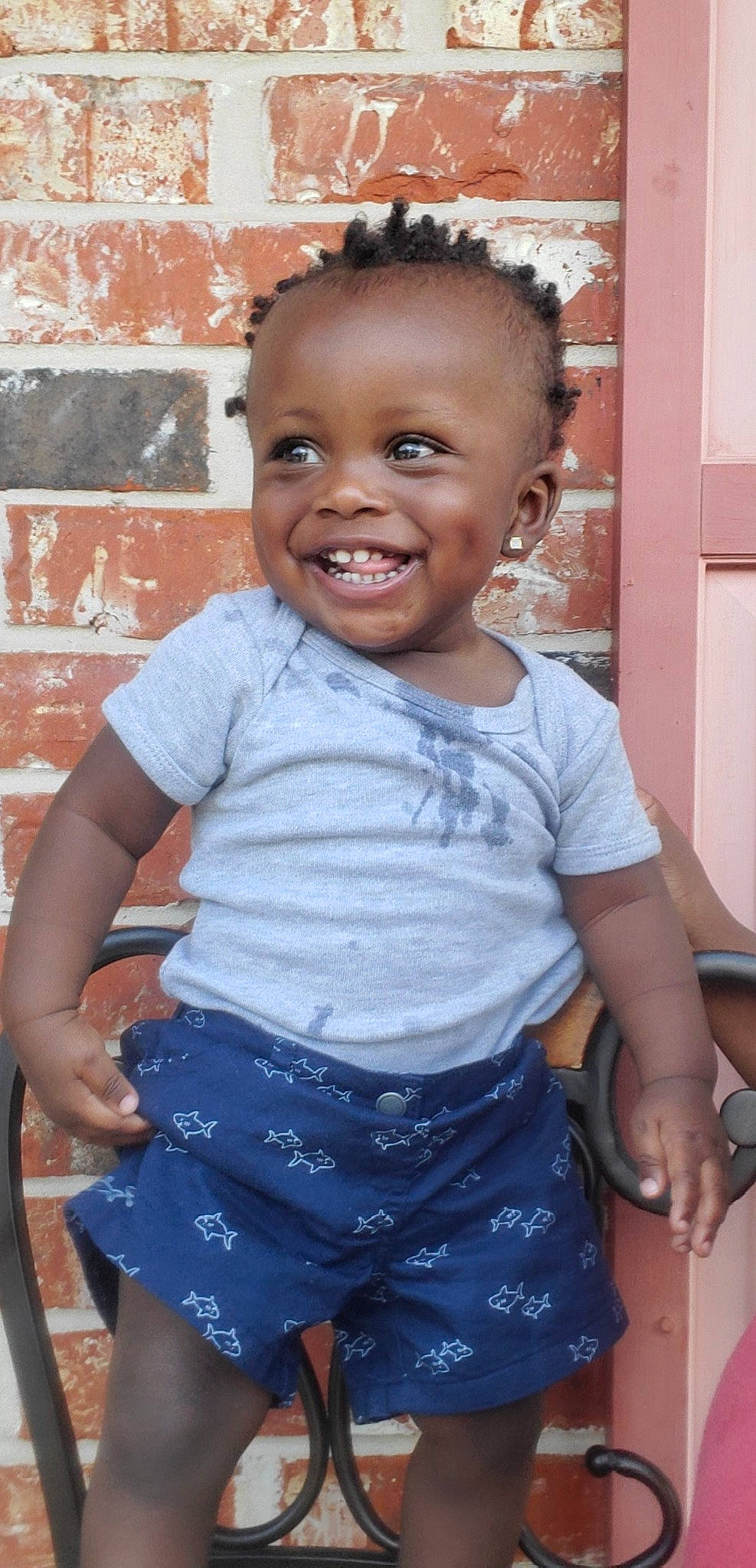 De'Angelo joined the competition — help win amazing prizes! cheek, child, child_model, facial_expression, happy, joy, person, sitting, smile, standing, toddler