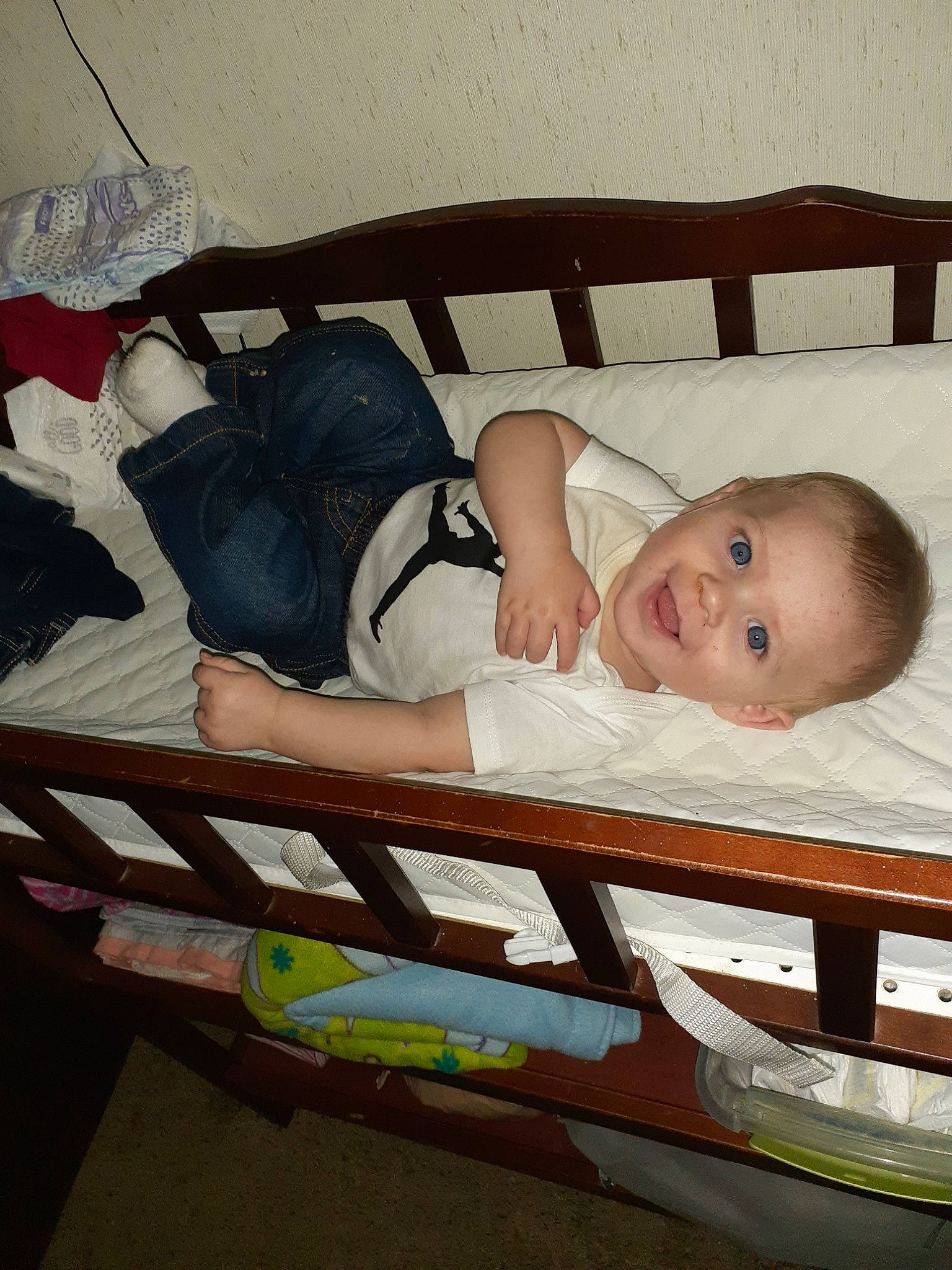 Skyler joined the competition — help win amazing prizes! baby, baby_products, baby_safety, baby_toddler_clothing, child, comfort, cradle, fun, happy, hardwood, infant_bed, joy, linens, person, room, sitting, smile, toddler, vacation, wood