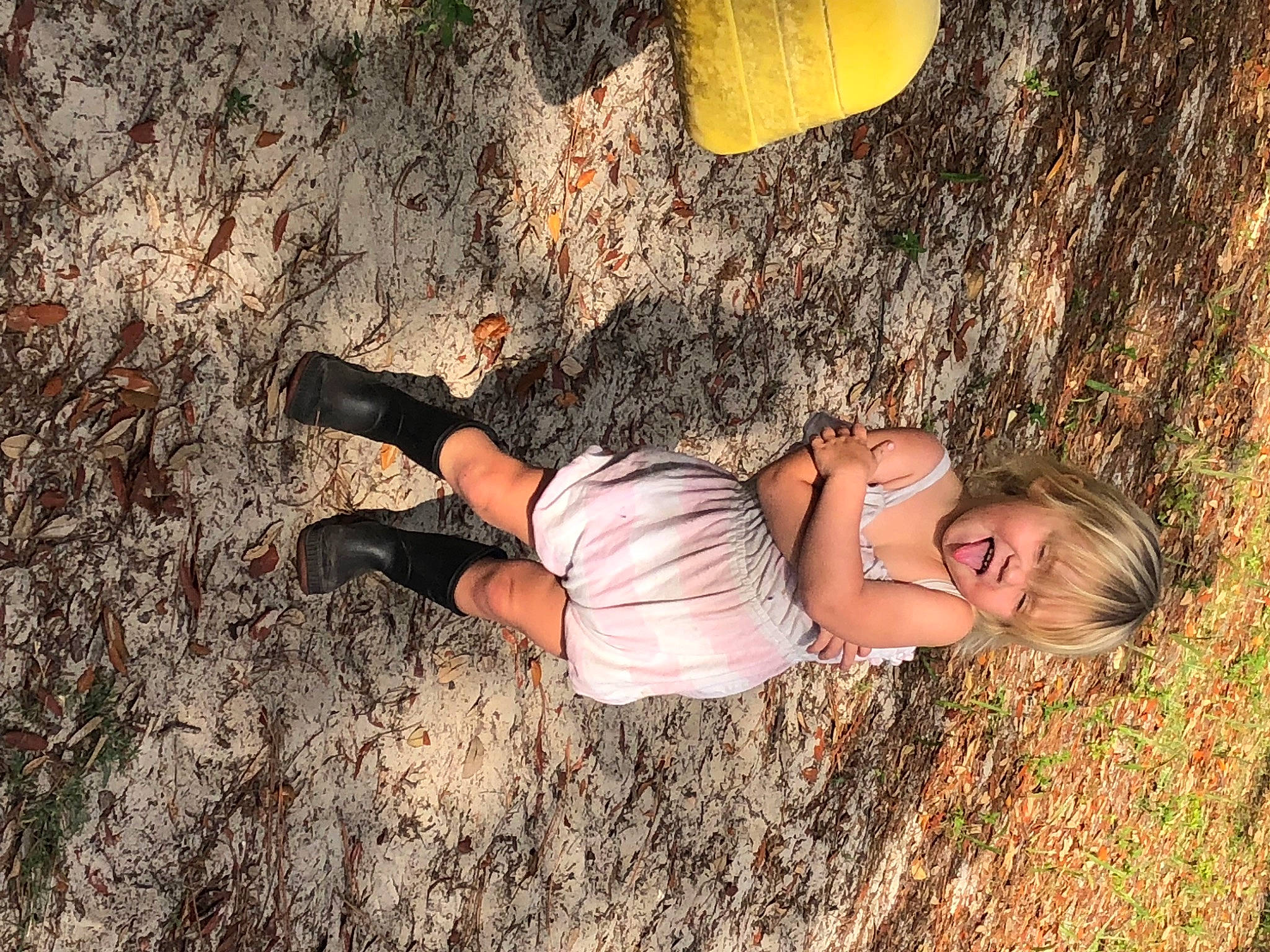 Coraline joined the competition — help win amazing prizes! adventure, child, flash_photography, fun, grass, happy, leg, leisure, nature, people_in_nature, person, plant, recreation, shorts, soil, t_shirt, thigh, tree, trunk, wood