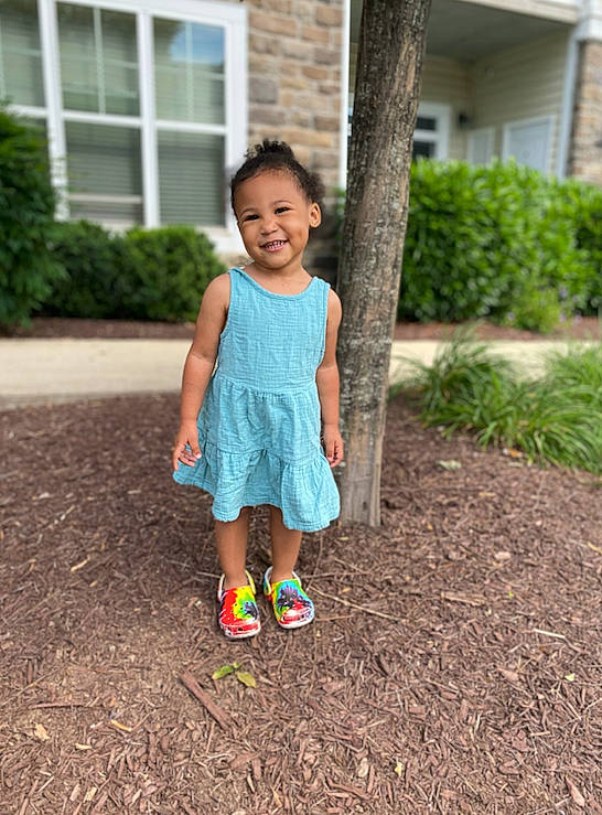 Mariah-kay joined the competition — help win amazing prizes! baby, baby_toddler_clothing, clothing, dress, electric_blue, fun, grass, happy, house, joy, leg, leisure, people_in_nature, person, plant, sandal, sleeve, smile, t_shirt, toddler