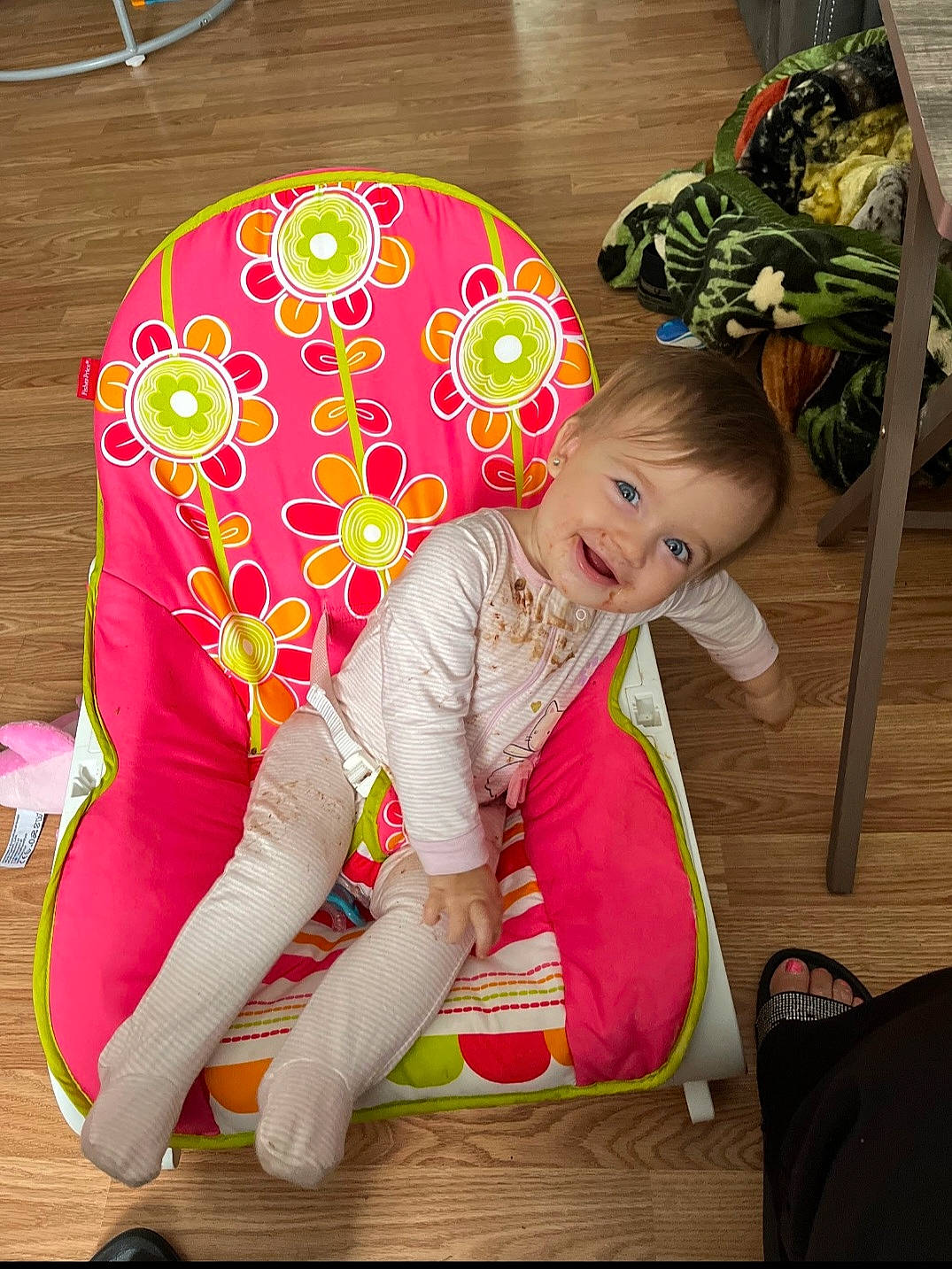 Amaya joined the competition — help win amazing prizes! baby, baby_products, baby_toddler_clothing, carmine, child, comfort, floor, flooring, fun, happy, holiday, human_leg, joy, lap, magenta, pattern, person, sitting, sleeve, smile