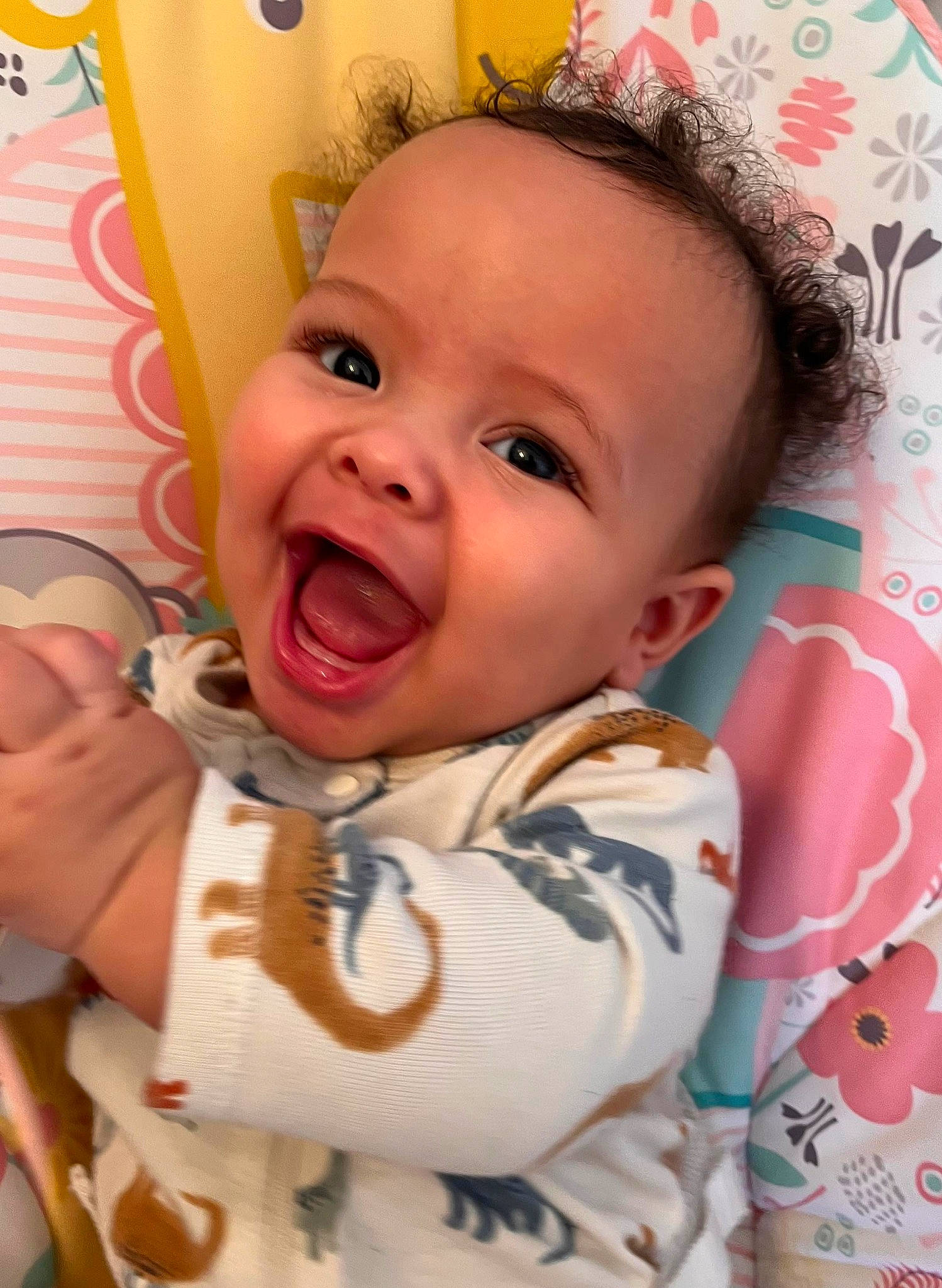 Sebastion is registered to the contest to win money with this photo: baby, baby_toddler_clothing, cheek, eye, eyebrow, face, gesture, happy, head, iris, lip, mouth, nose, person, pink, product, skin, sleeve, smile, textile