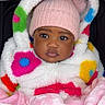 Aliyaah Khira a rejoint le concours — aidez-le/la à gagner de superbes lots ! baby, child, infant, hoodie, hat, pink, colorful, blanket, stroller, face, portrait, warm_clothing, cute, outdoor_gear, winter_wear, expression, cozy, young_child, person, bundle