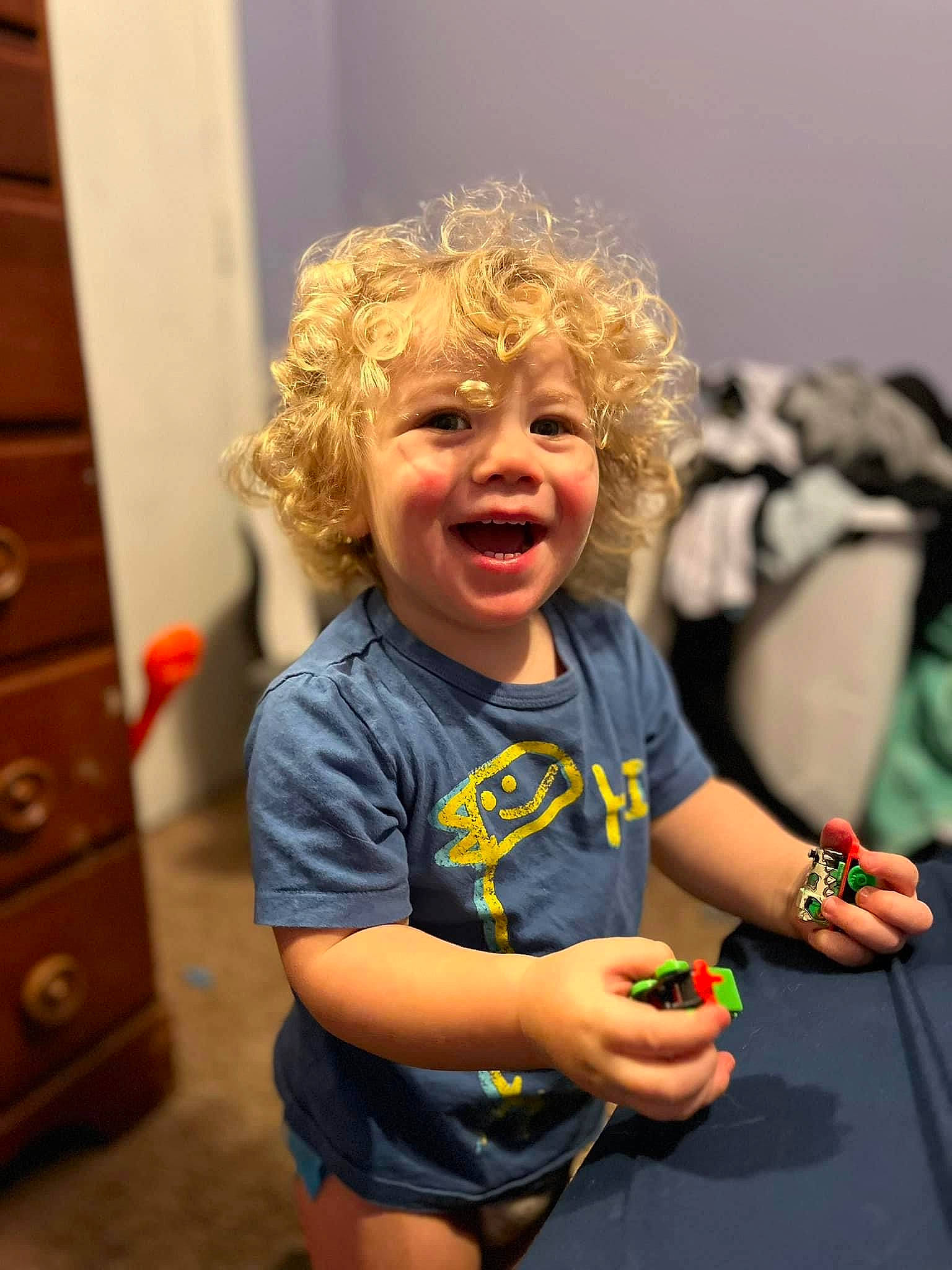 Harry joined the competition — help win amazing prizes! arm, cabinetry, chest, chest_of_drawers, child, cupboard, drawer, dresser, event, fun, hand, happy, hardwood, person, play, room, smile, t_shirt, toddler, tree