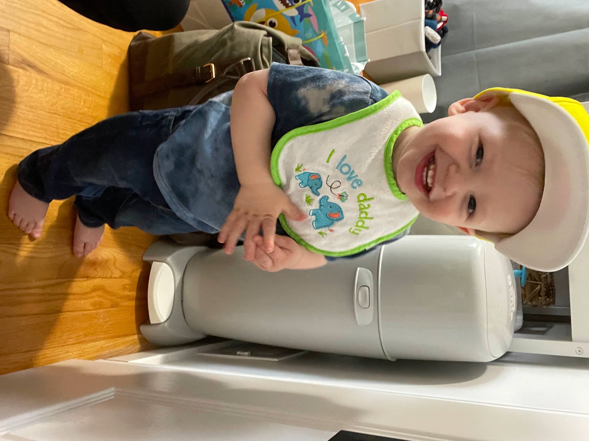Devin joined the competition — help win amazing prizes! baby, baby_products, baby_safety, baby_toddler_clothing, child, comfort, elbow, flooring, fun, hardwood, health_care, joy, knee, person, room, service, sleeve, smile, t_shirt, thigh